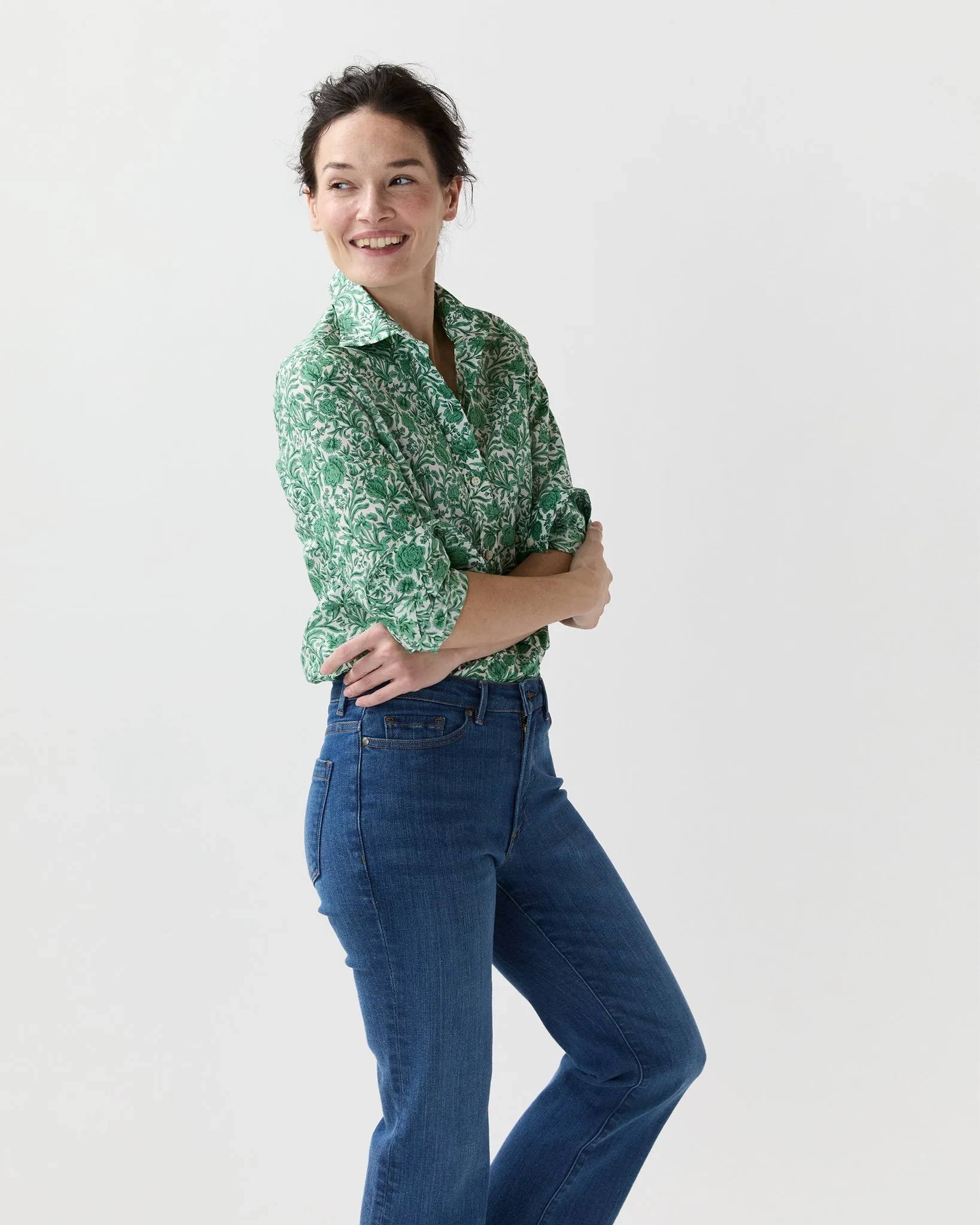Tomboy Popover Shirt in Green Sambourne Liberty Fabric sold by Mashburn product image thumbnail 4