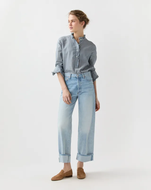 The Dodger Button Hover Cuff Jean in I Could Care Less sold by Mashburn