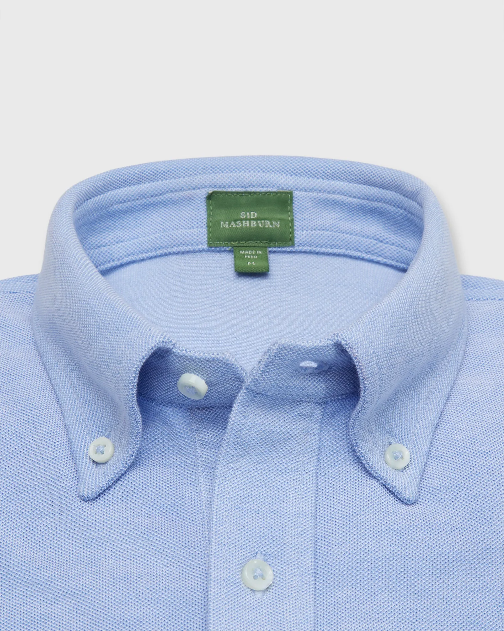 Short-Sleeved Knit Button-Down Popover Shirt in Sky Oxford Pima Pique sold by Mashburn product image thumbnail 3