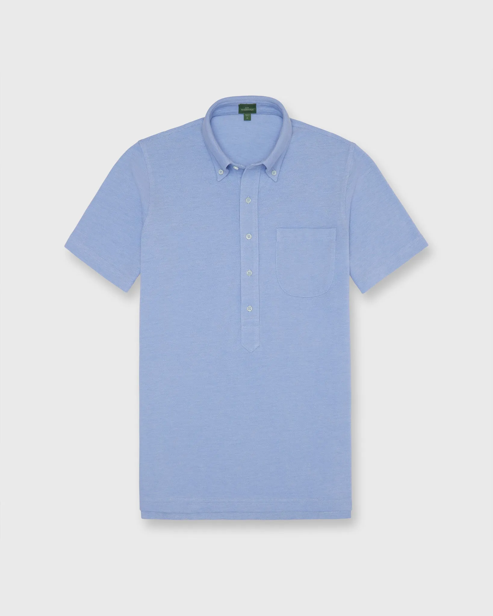 Short-Sleeved Knit Button-Down Popover Shirt in Sky Oxford Pima Pique sold by Mashburn product image thumbnail 2