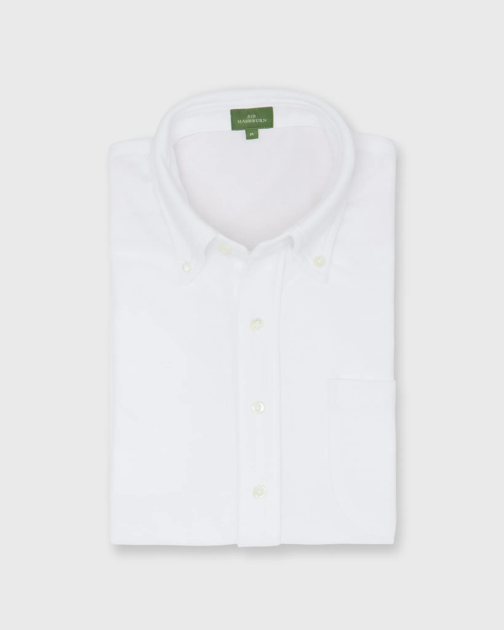 Short-Sleeved Knit Button-Down Popover Shirt in White Pima Pique sold by Mashburn