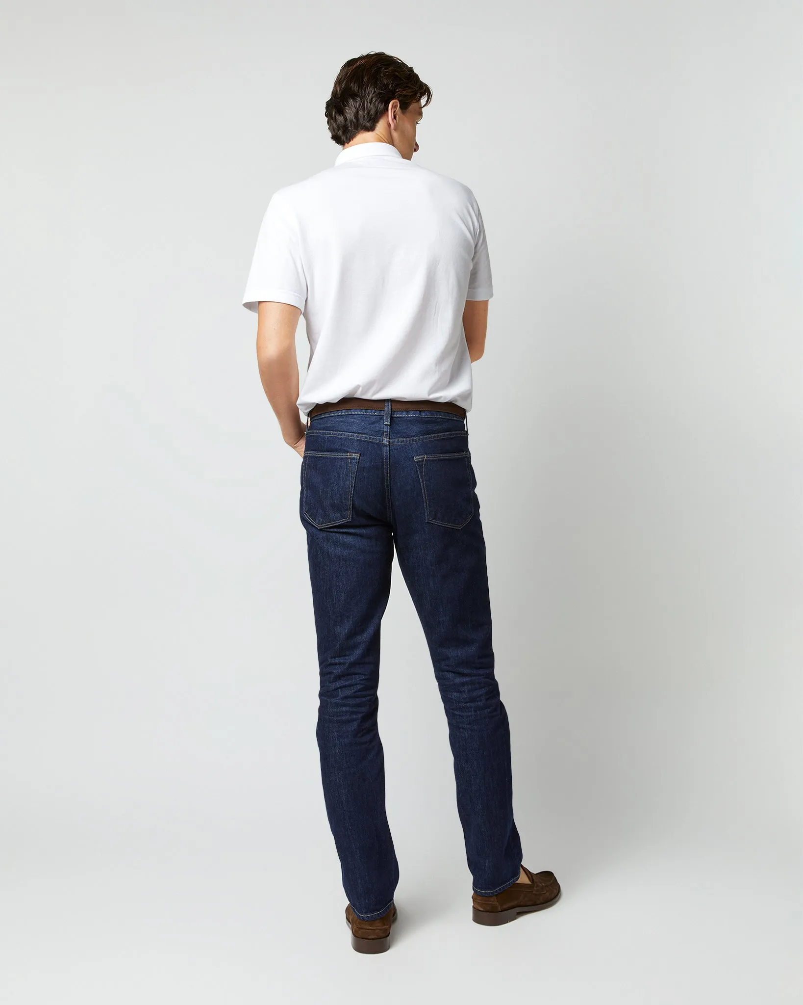 Short-Sleeved Knit Button-Down Popover Shirt in White Pima Pique sold by Mashburn product image thumbnail 4