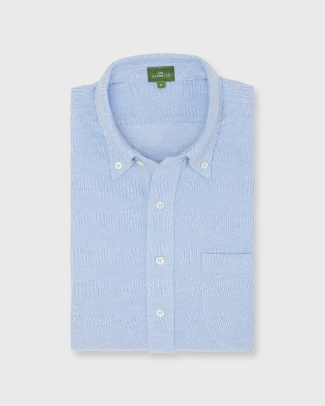 Knit Button-Down Popover Shirt in Sky Oxford Pima Pique sold by Mashburn