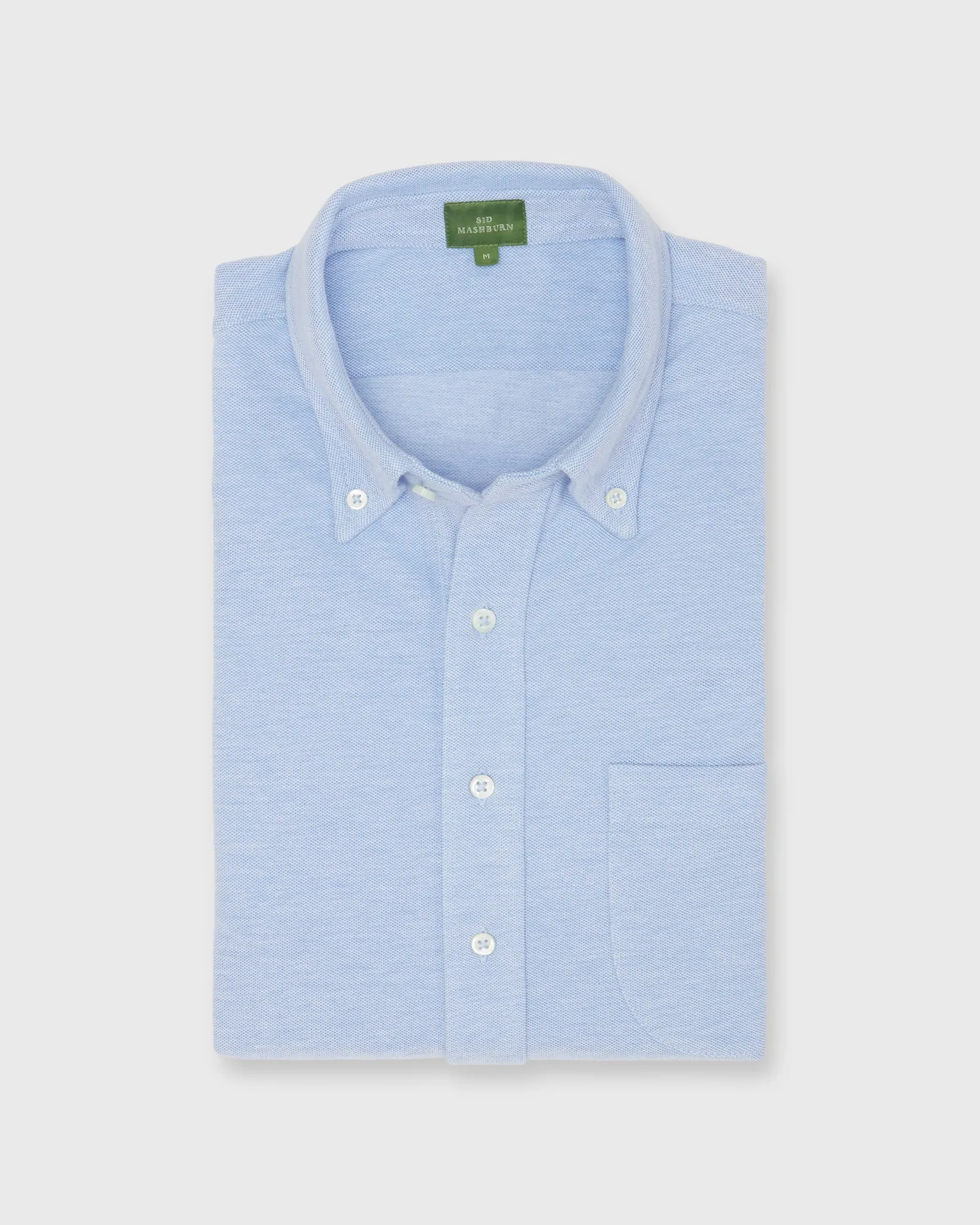 Knit Button-Down Popover Shirt in Sky Oxford Pima Pique sold by Mashburn