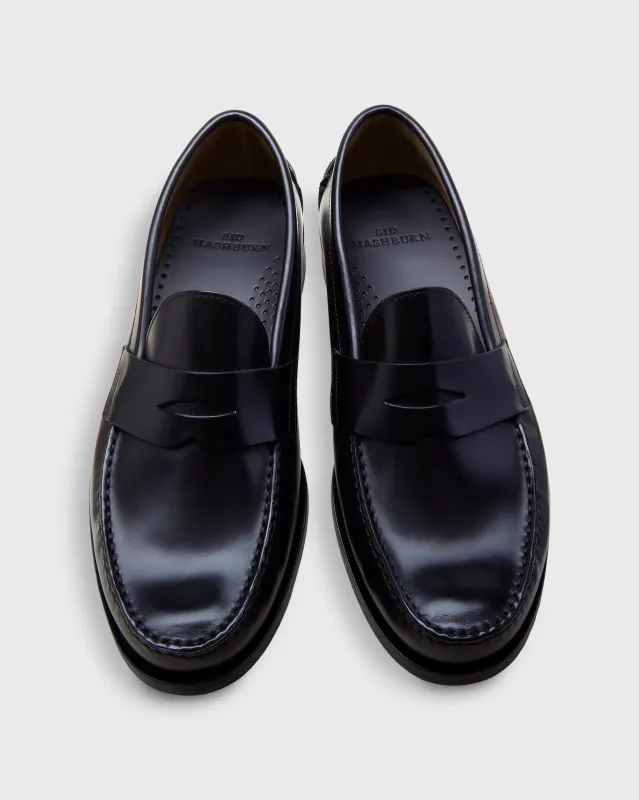 Handsewn Penny Loafer in Black Spazzolato Calf sold by Mashburn