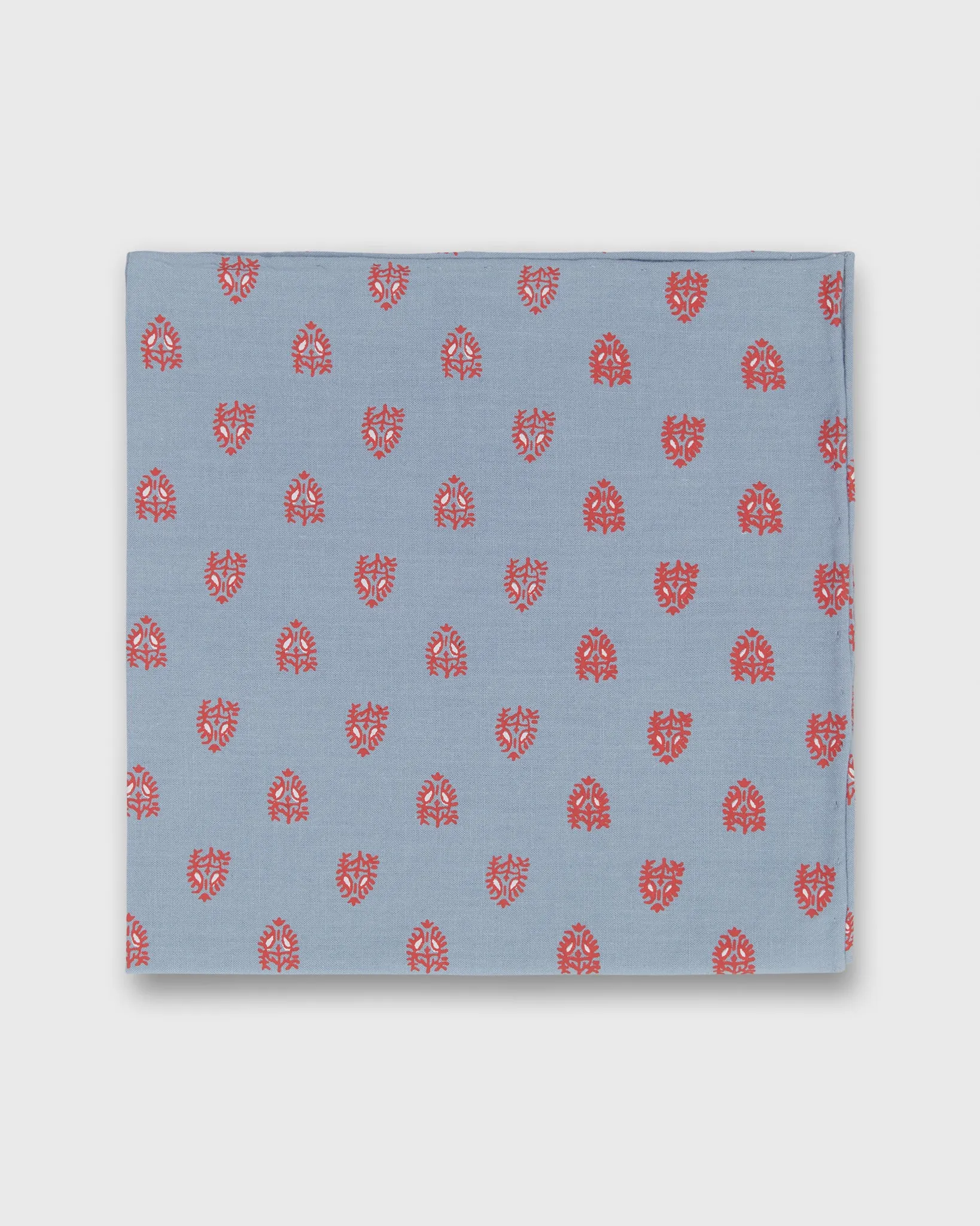 Cotton Print Pocket Square in Sky/Coral Printed Poplin sold by Mashburn