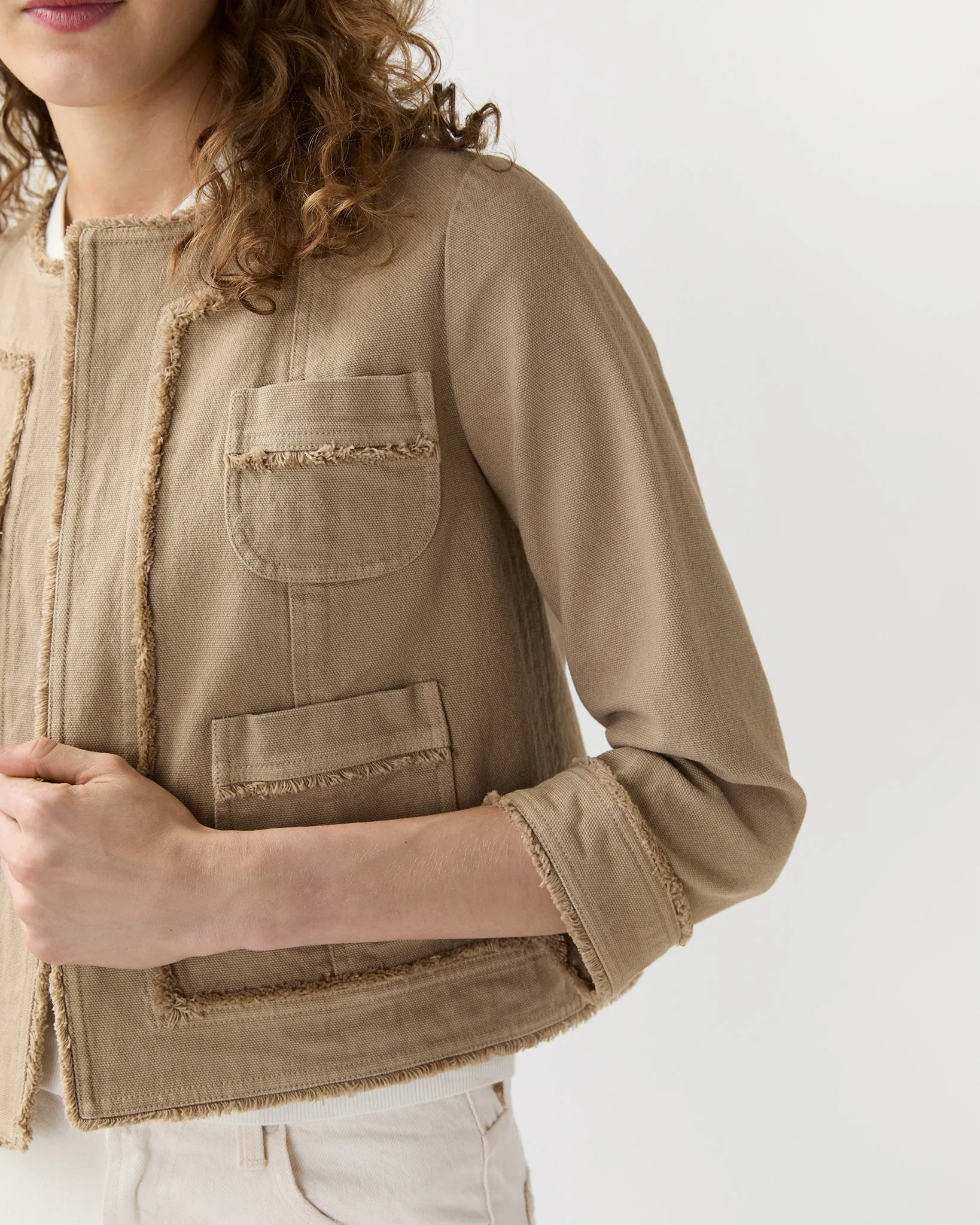 Kiki Jacket in Khaki Stretch Canvas sold by Mashburn product image thumbnail 2