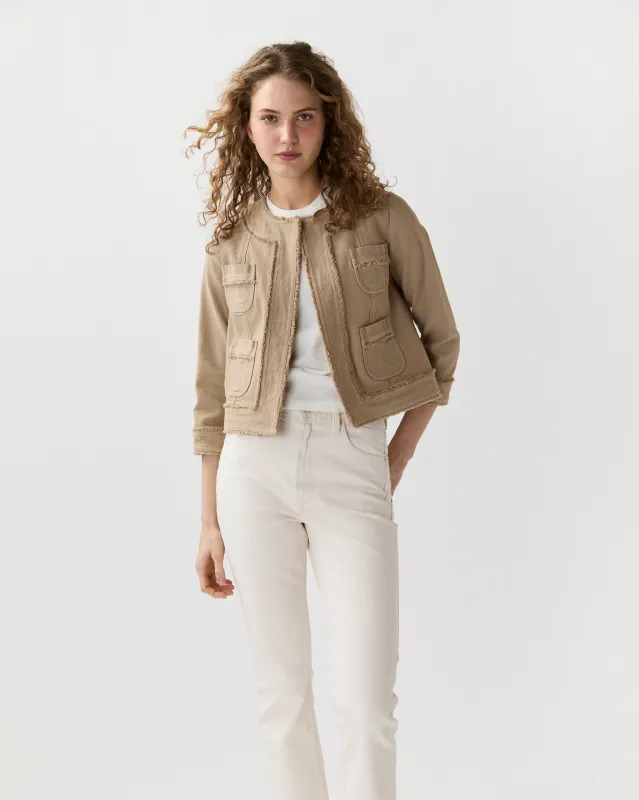 Kiki Jacket in Khaki Stretch Canvas sold by Mashburn