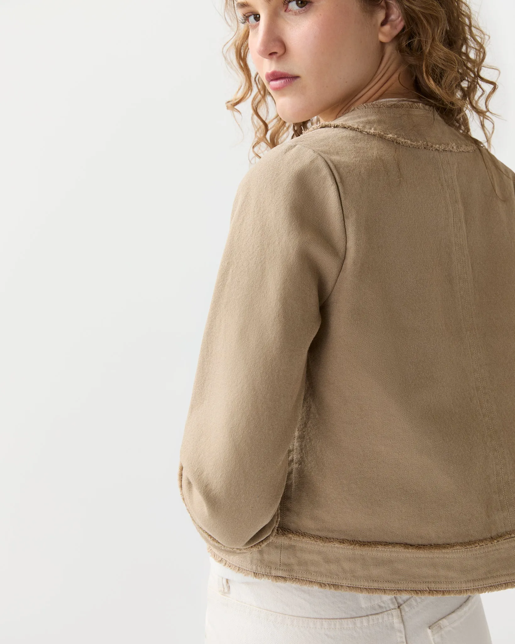 Kiki Jacket in Khaki Stretch Canvas sold by Mashburn product image thumbnail 3