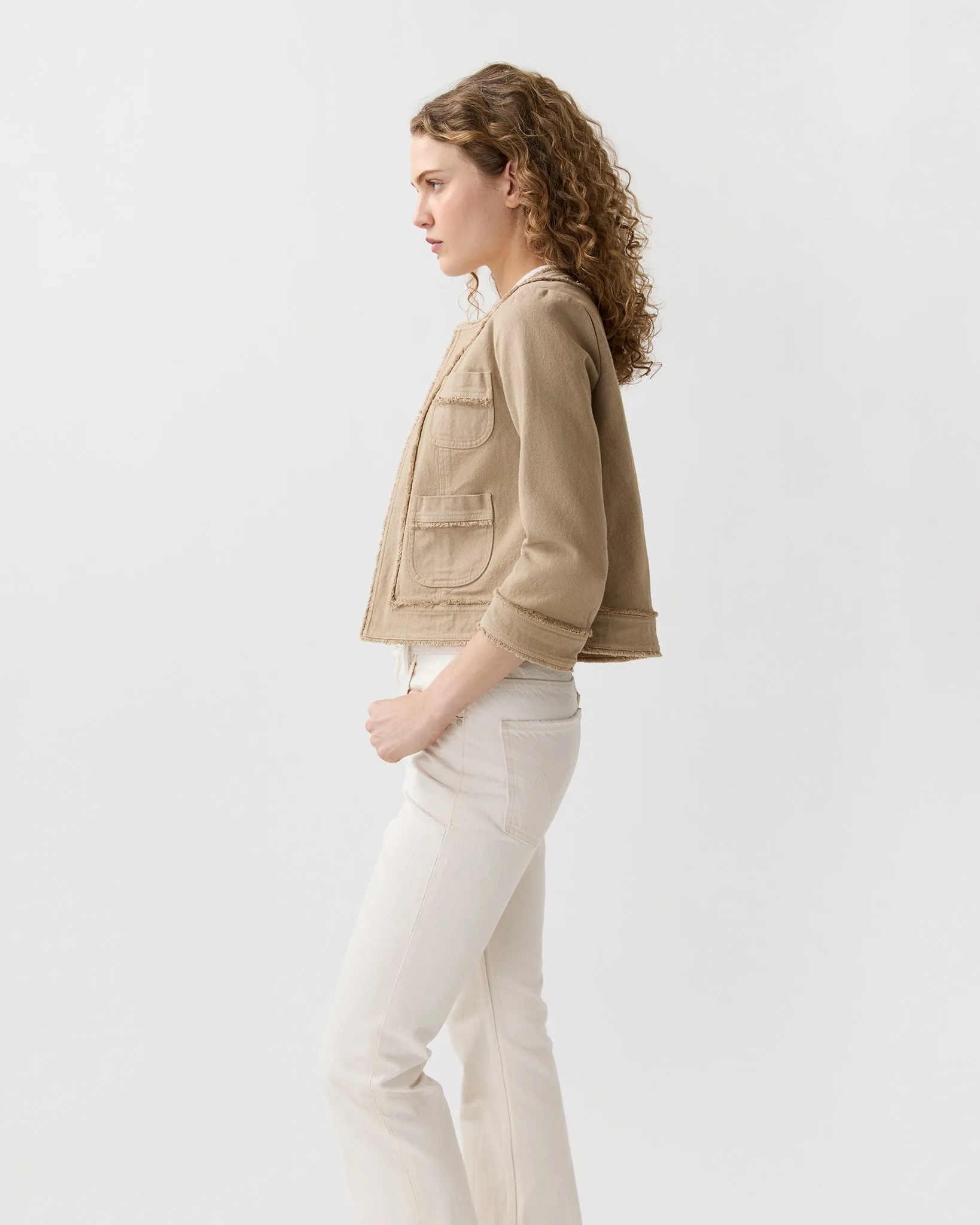 Kiki Jacket in Khaki Stretch Canvas sold by Mashburn product image thumbnail 4
