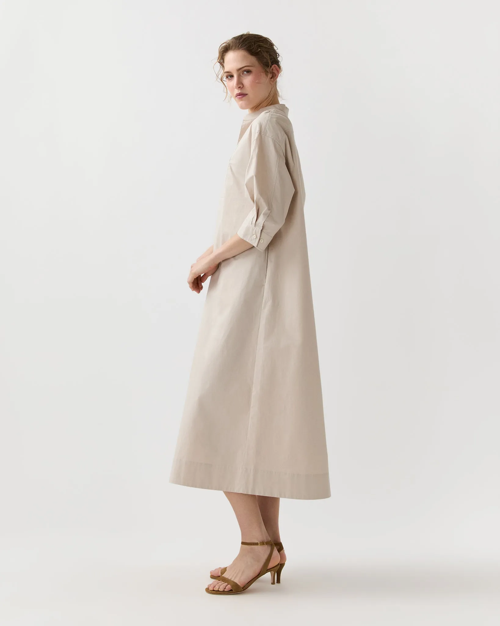 Cadie Dress in Sand Paperweight Stretch Poplin sold by Mashburn product image thumbnail 4