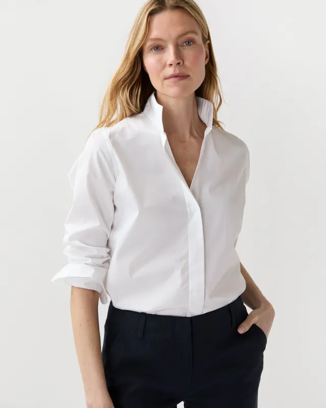 Mel Shirt in White Poplin made by Mashburn