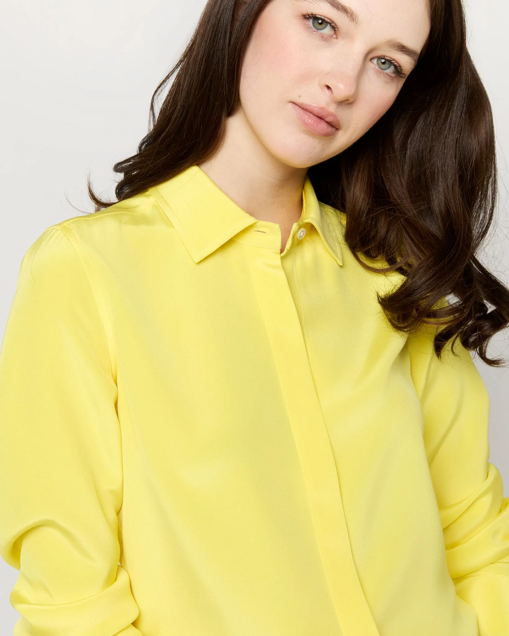 Icon Blouse in Lemon Silk Crepe de Chine sold by Mashburn product image thumbnail 2