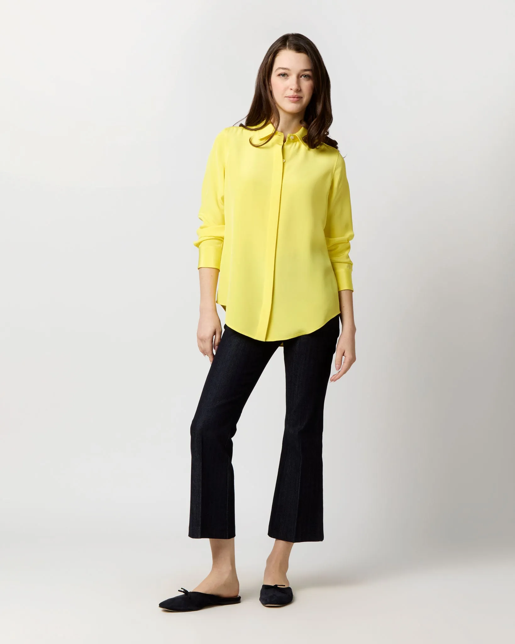 Icon Blouse in Lemon Silk Crepe de Chine sold by Mashburn product image thumbnail 3