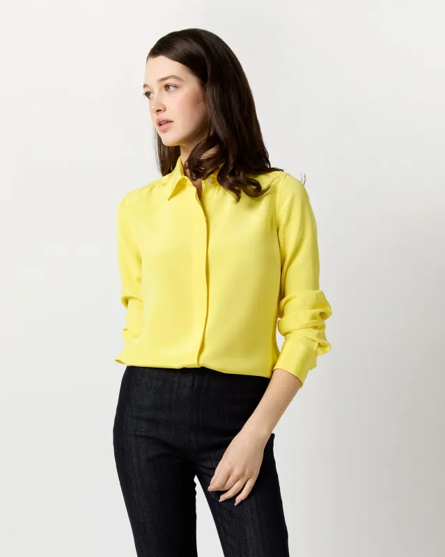 Icon Blouse in Lemon Silk Crepe de Chine made by Mashburn