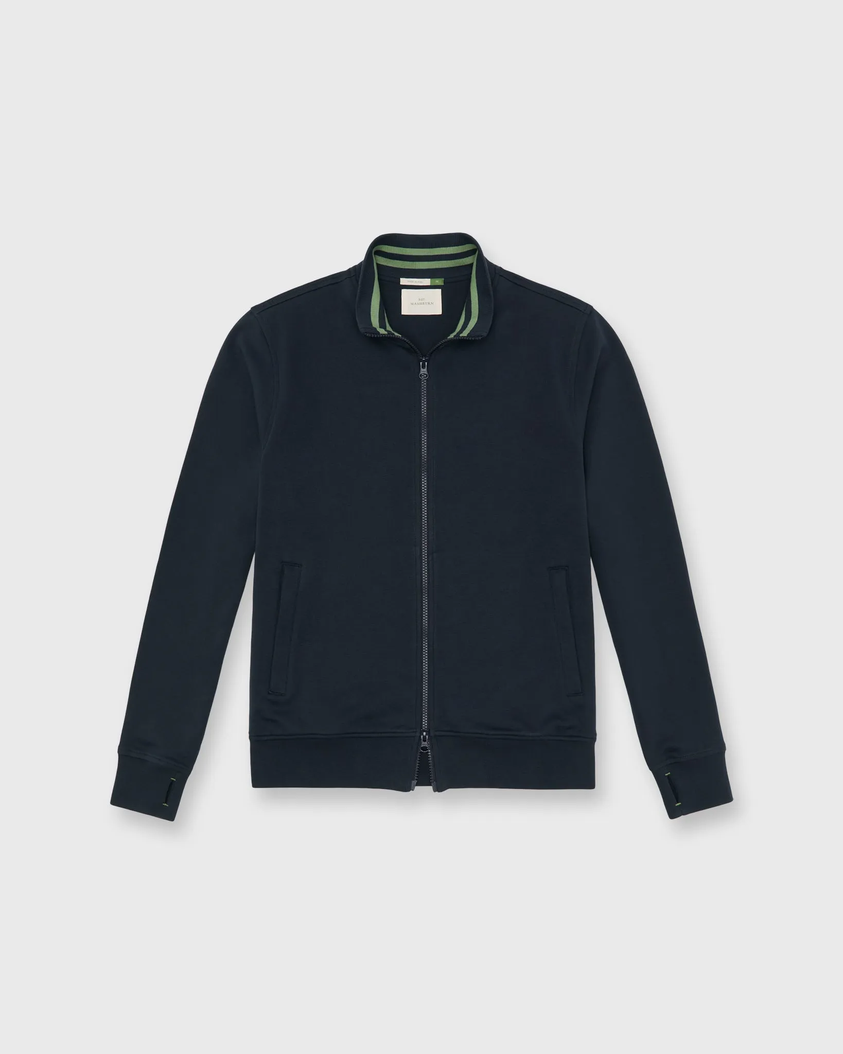 Warm-Up Jacket in Navy Pima Cotton sold by Mashburn
