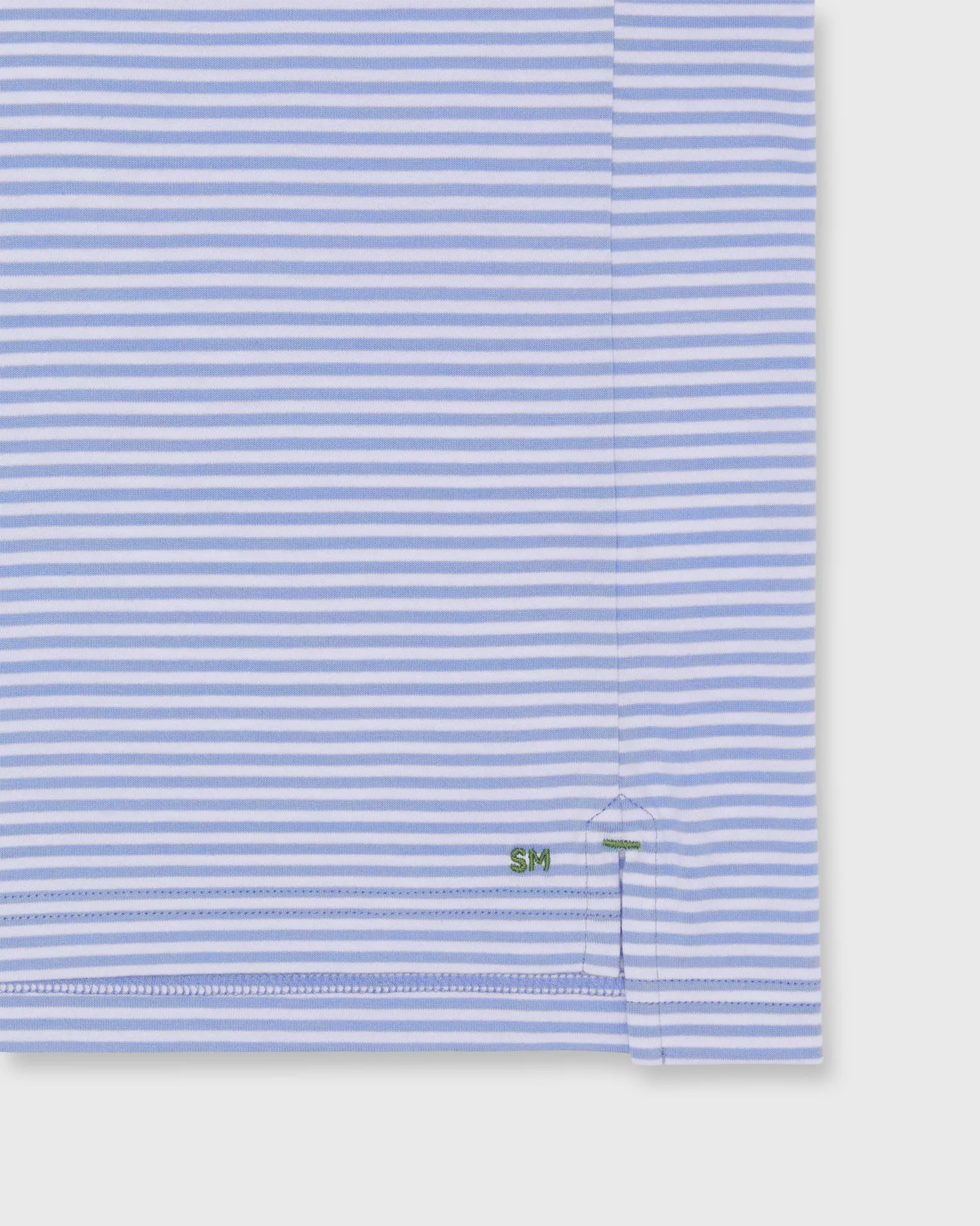 Short-Sleeved Polo in Light Blue/White Stripe Pima Jersey sold by Mashburn product image thumbnail 3