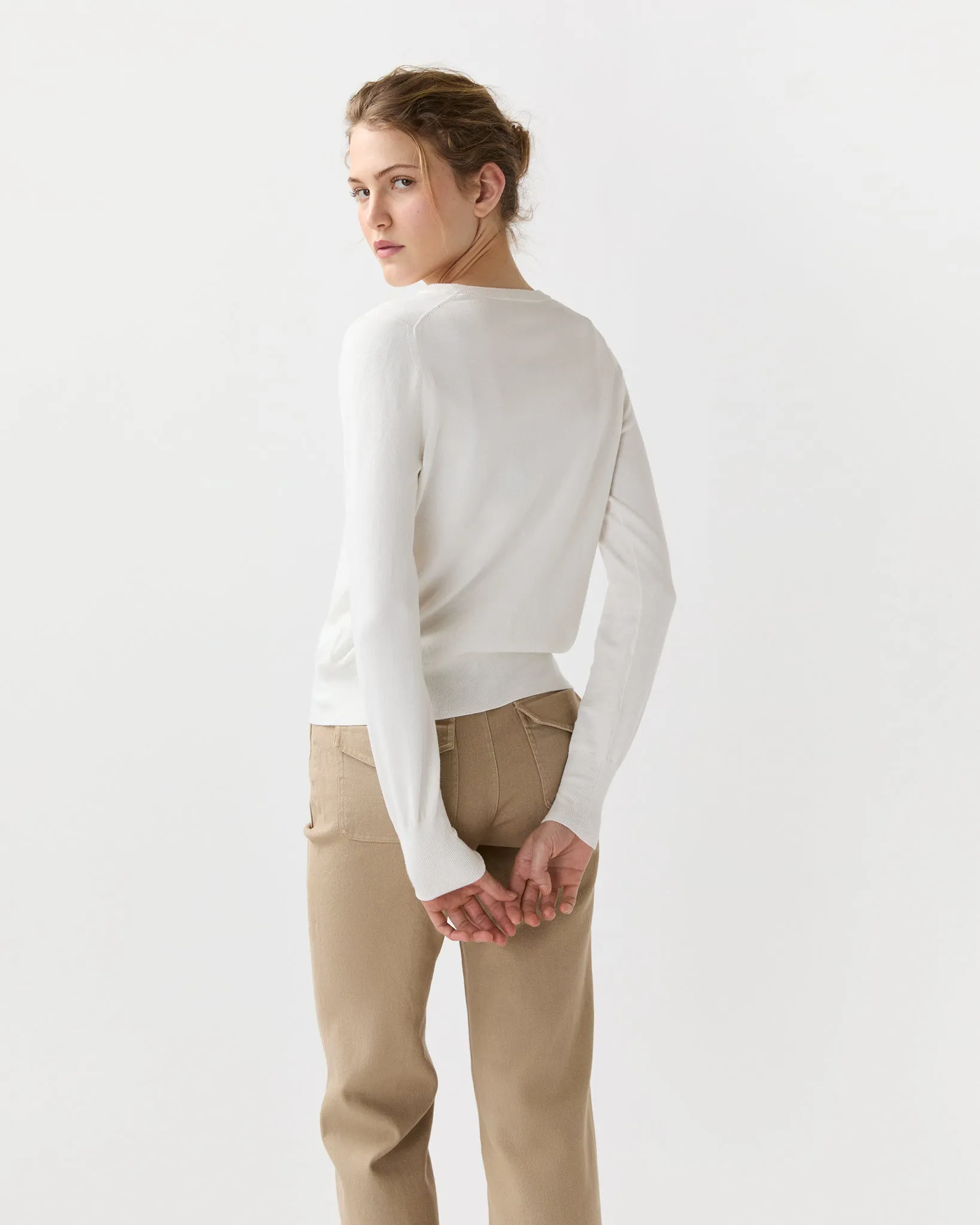 Rosie Cardigan in Ivory Cotton/Silk sold by Mashburn product image thumbnail 4