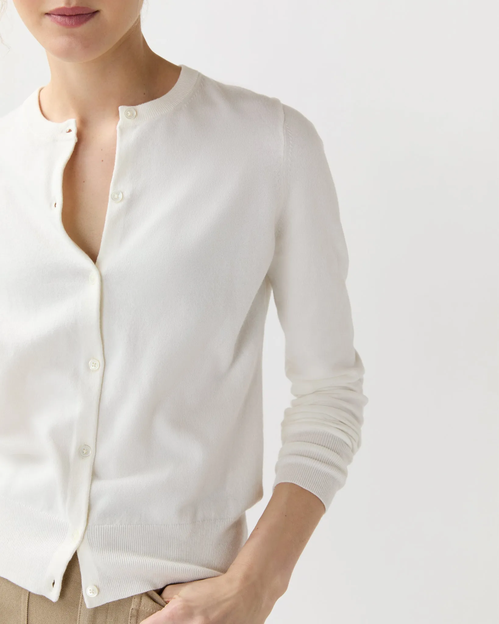 Rosie Cardigan in Ivory Cotton/Silk sold by Mashburn product image thumbnail 5