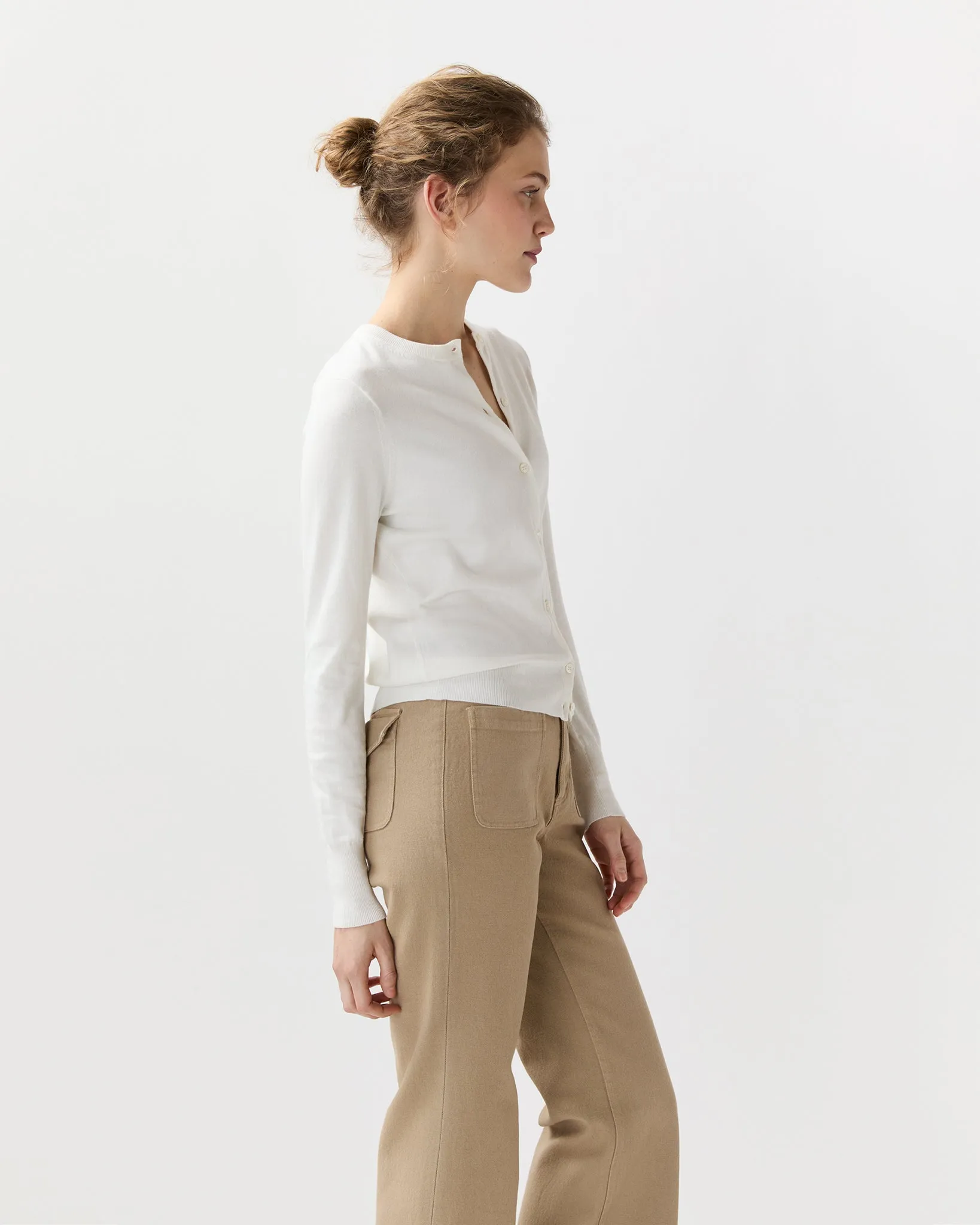 Rosie Cardigan in Ivory Cotton/Silk sold by Mashburn product image thumbnail 3