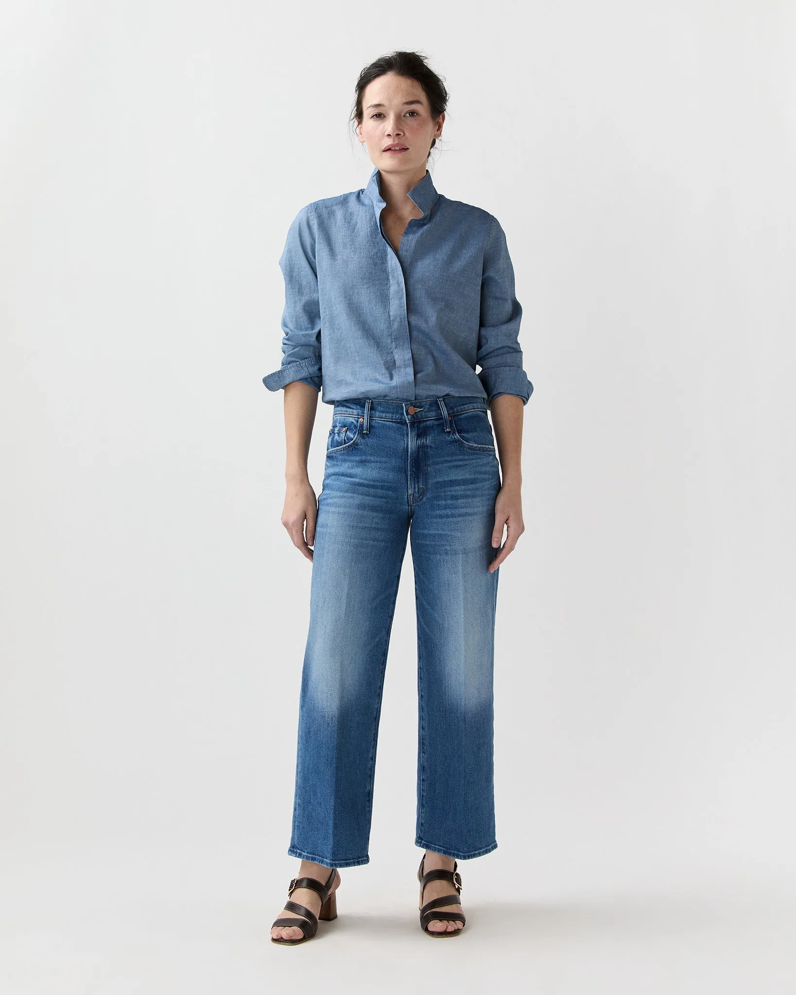 Mel Shirt in Extra Light Washed Cotolino Chambray sold by Mashburn product image thumbnail 3