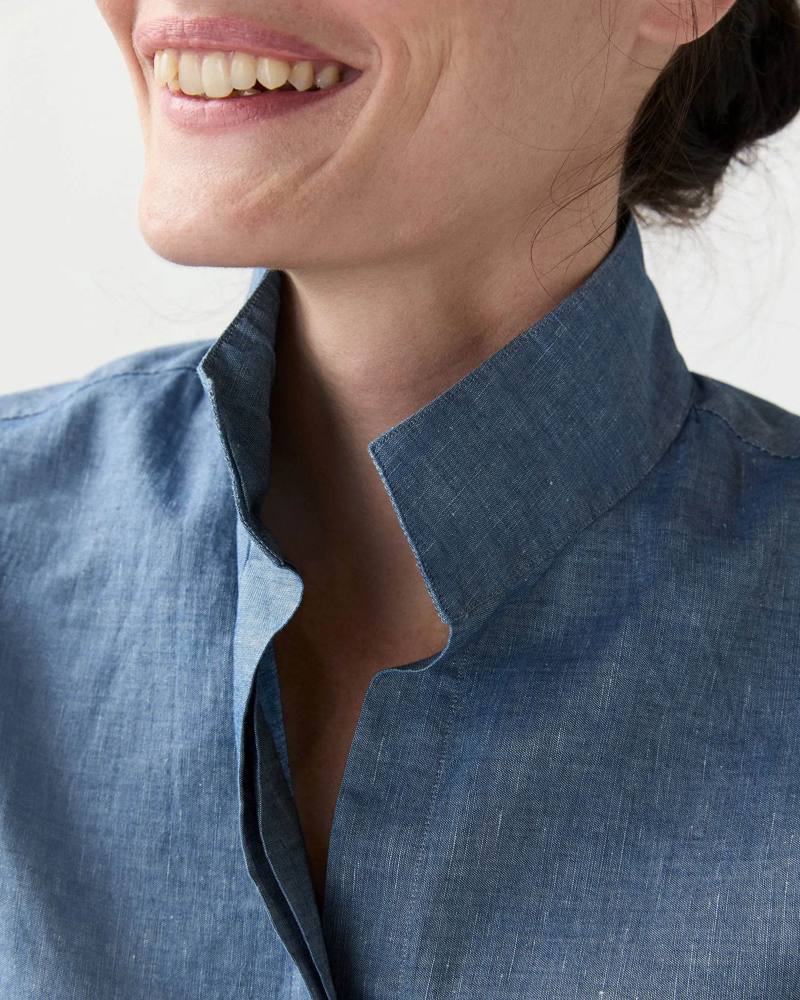 Mel Shirt in Extra Light Washed Cotolino Chambray sold by Mashburn product image thumbnail 2