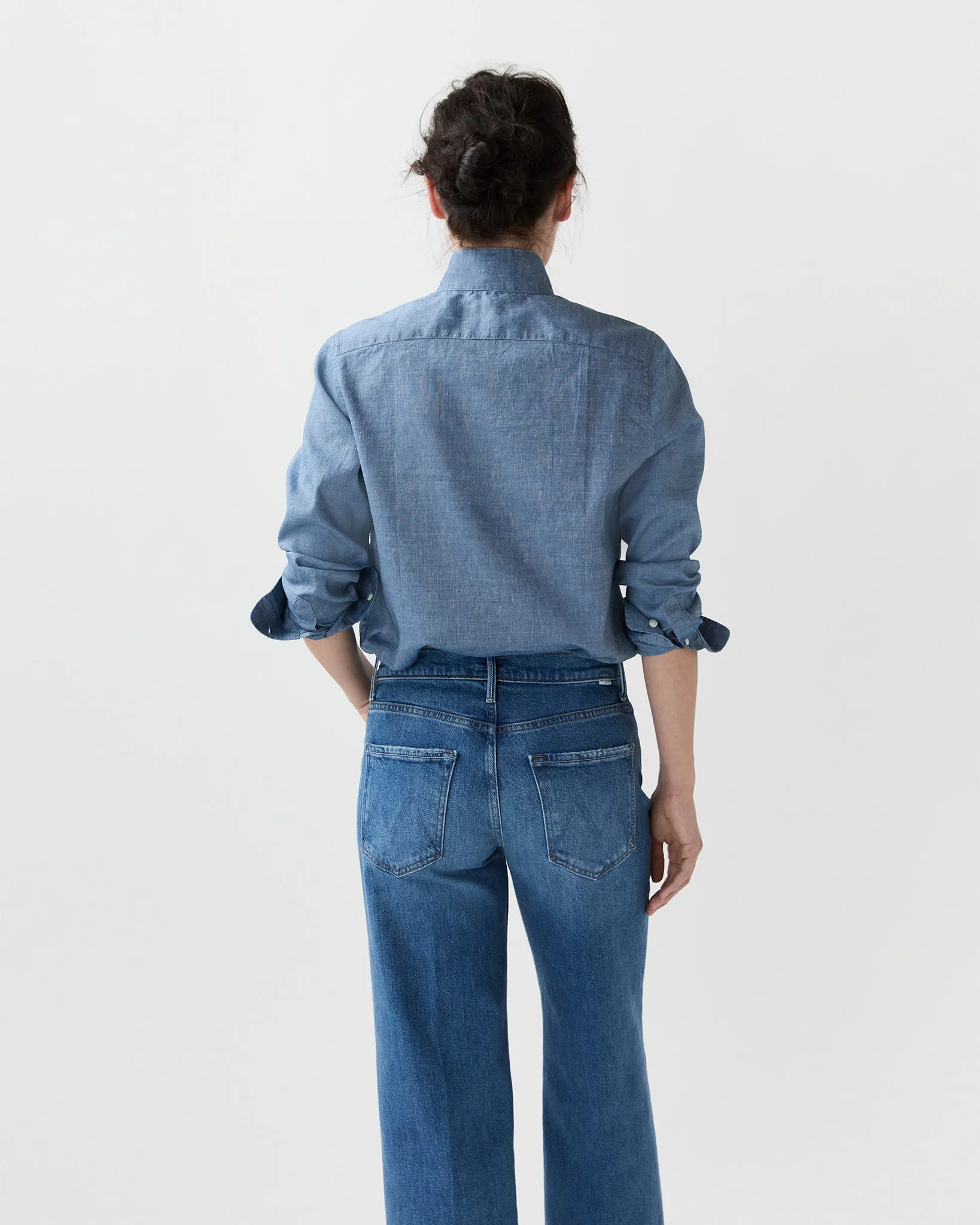 Mel Shirt in Extra Light Washed Cotolino Chambray sold by Mashburn product image thumbnail 4