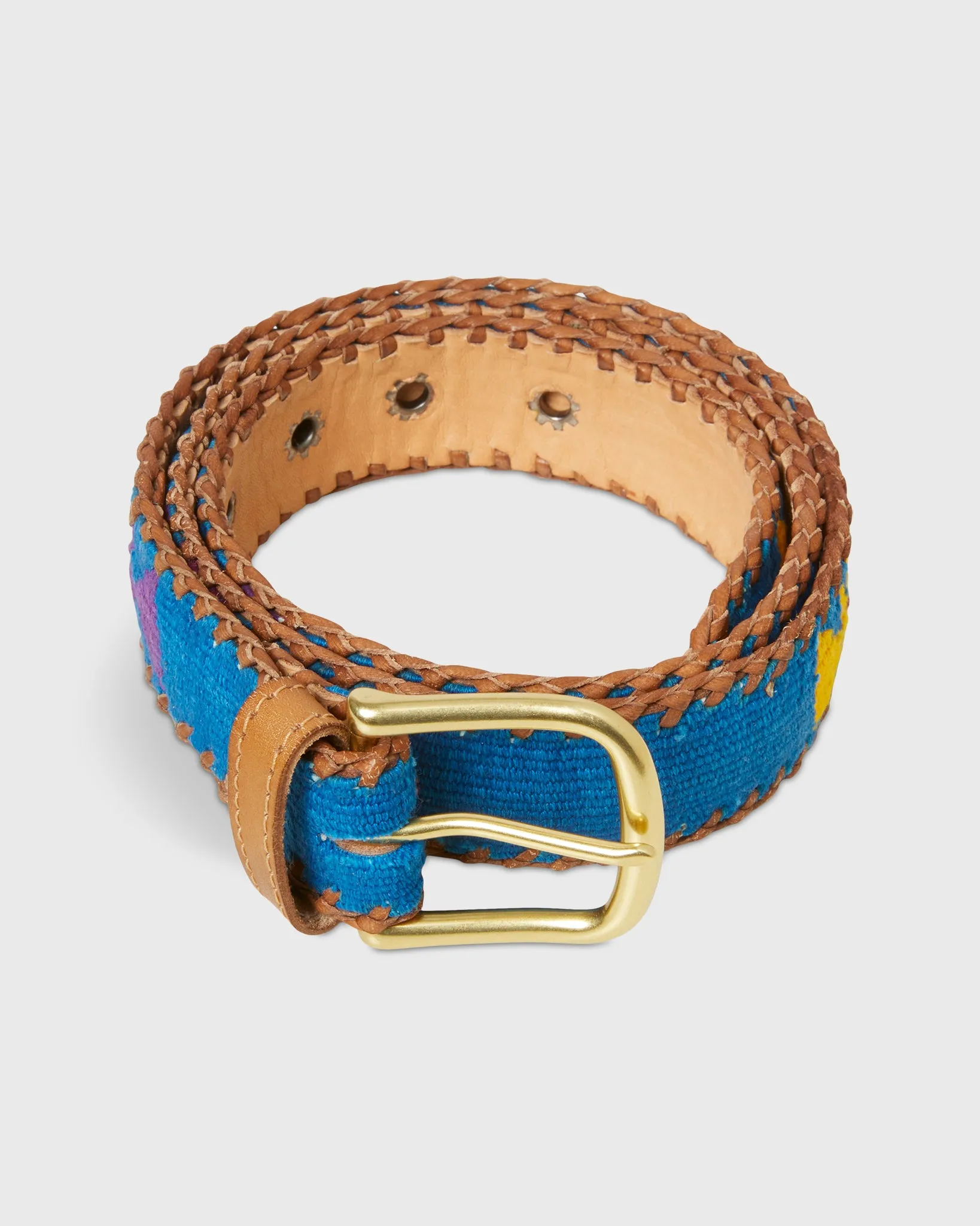 1.5" Hand-Loomed Belt in Blue/Orange Tribal sold by Mashburn