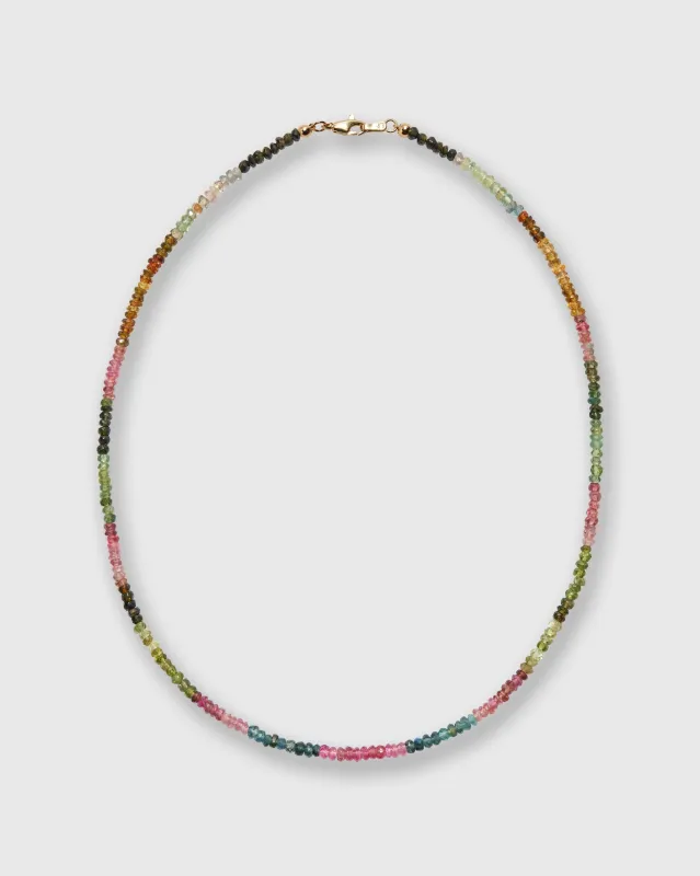 Tiny Beaded 14K Gold Necklace in Rainbow Tourmaline sold by Mashburn