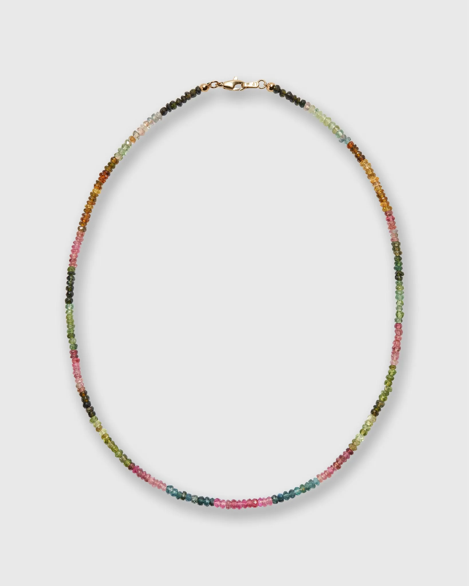 Tiny Beaded 14K Gold Necklace in Rainbow Tourmaline sold by Mashburn