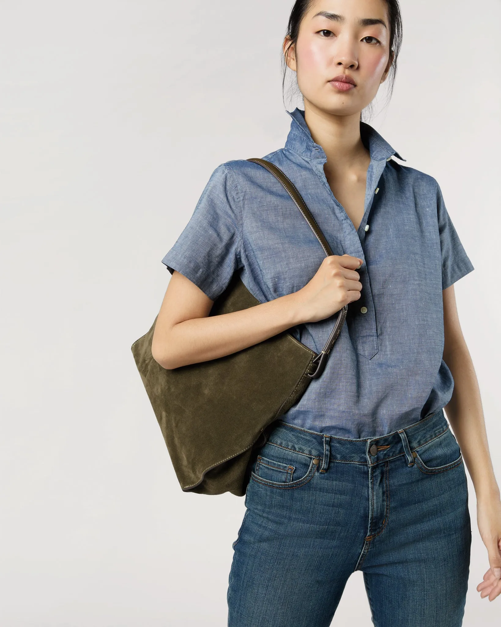 Jude Hobo Bag in Olive Suede/Leather sold by Mashburn product image thumbnail 3