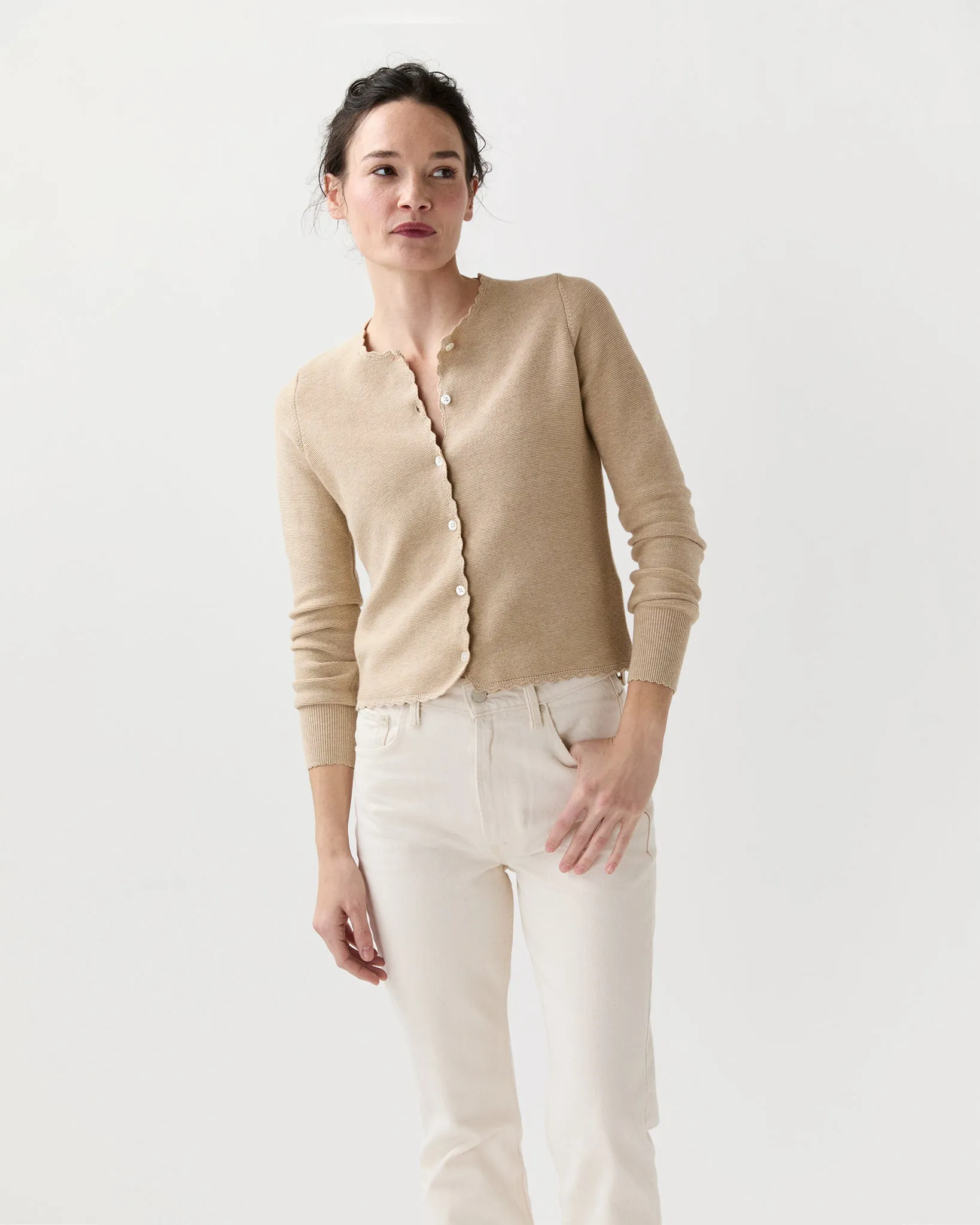 Aloise Cardigan in Crema Cotton/Silk sold by Mashburn product image thumbnail 4