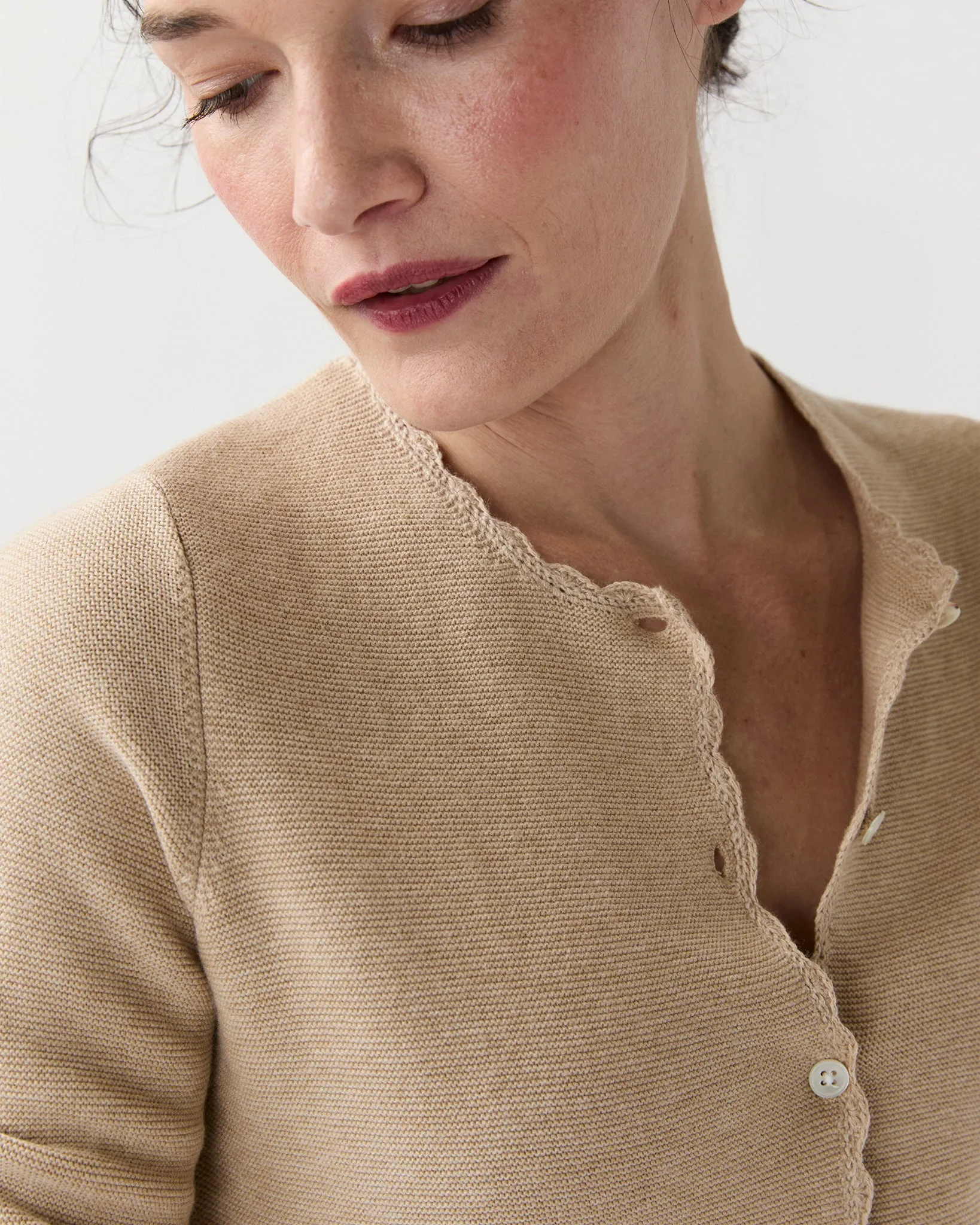 Aloise Cardigan in Crema Cotton/Silk sold by Mashburn product image thumbnail 3