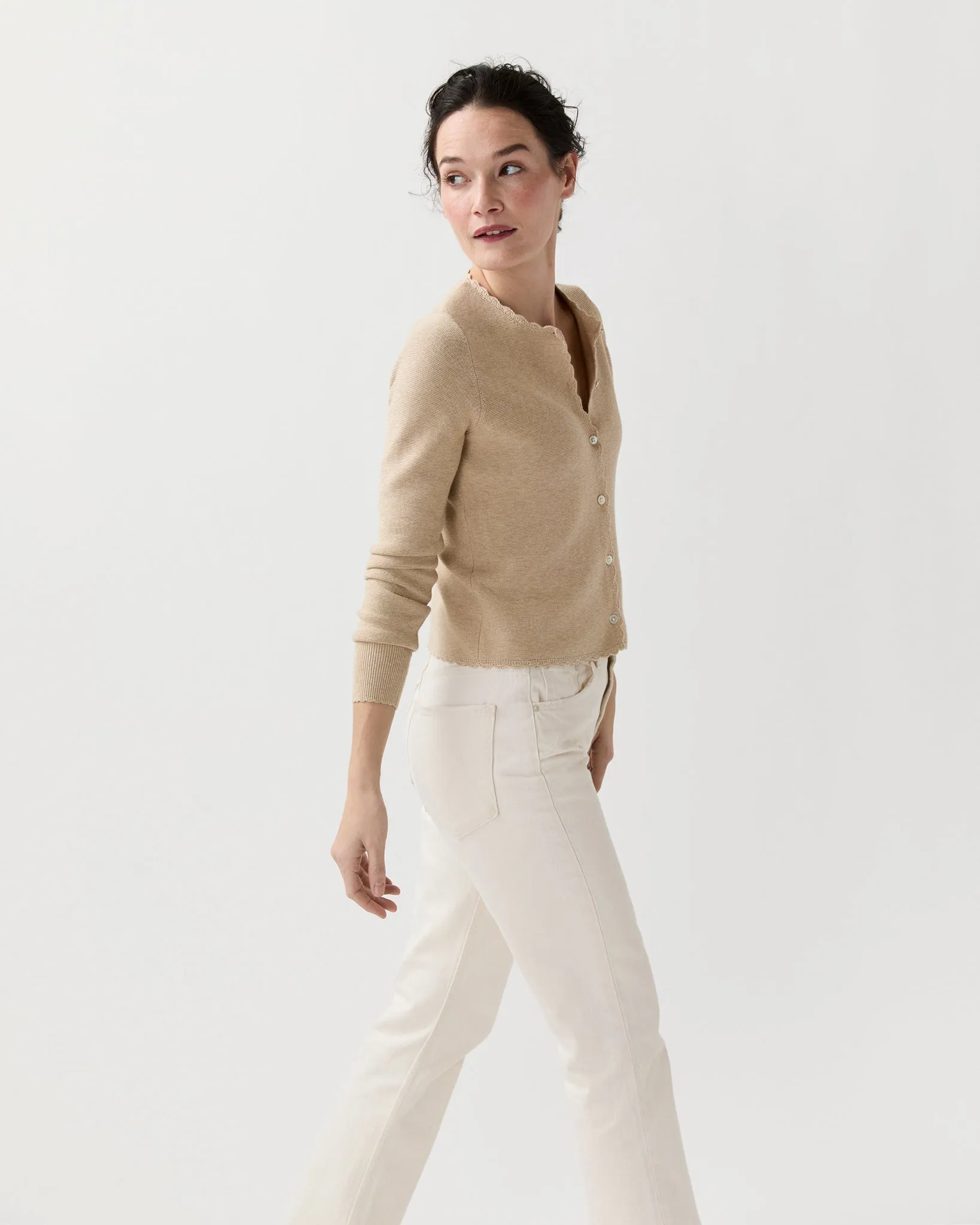 Aloise Cardigan in Crema Cotton/Silk sold by Mashburn product image thumbnail 5