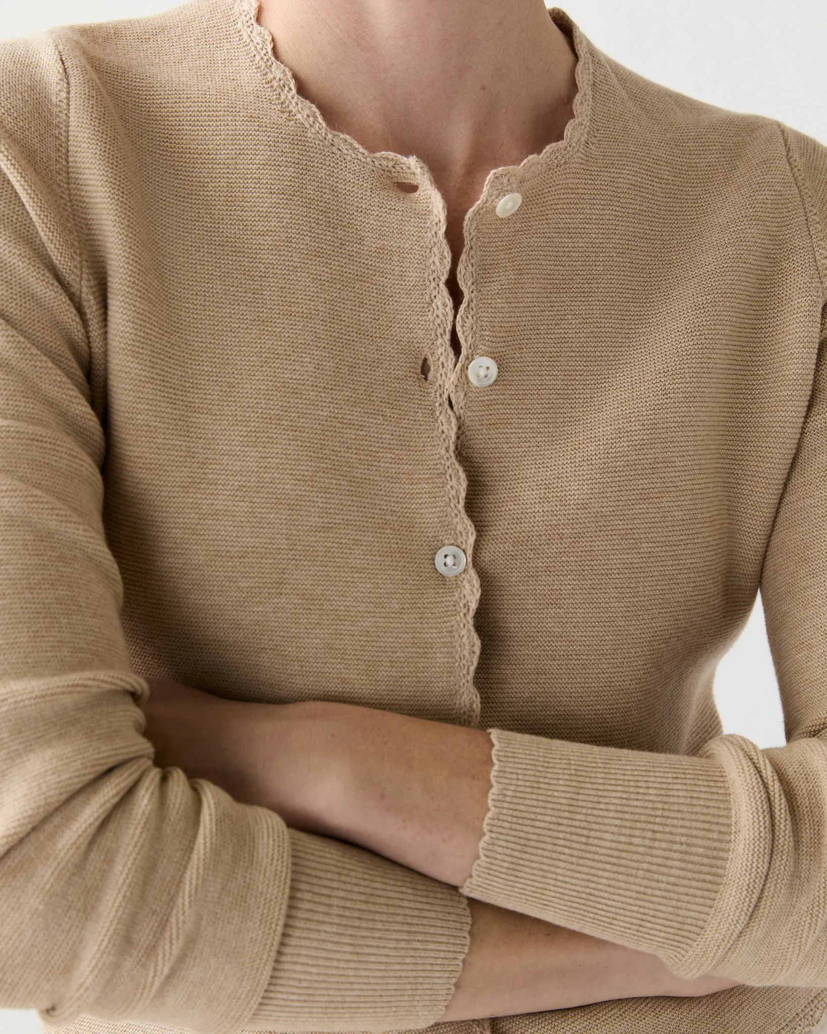 Aloise Cardigan in Crema Cotton/Silk sold by Mashburn product image thumbnail 2
