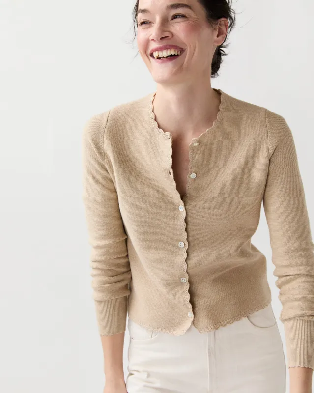 Aloise Cardigan in Crema Cotton/Silk made by Mashburn