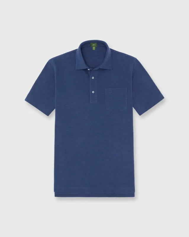 Short-Sleeved Polo in Heather Ink Pima Pique sold by Mashburn