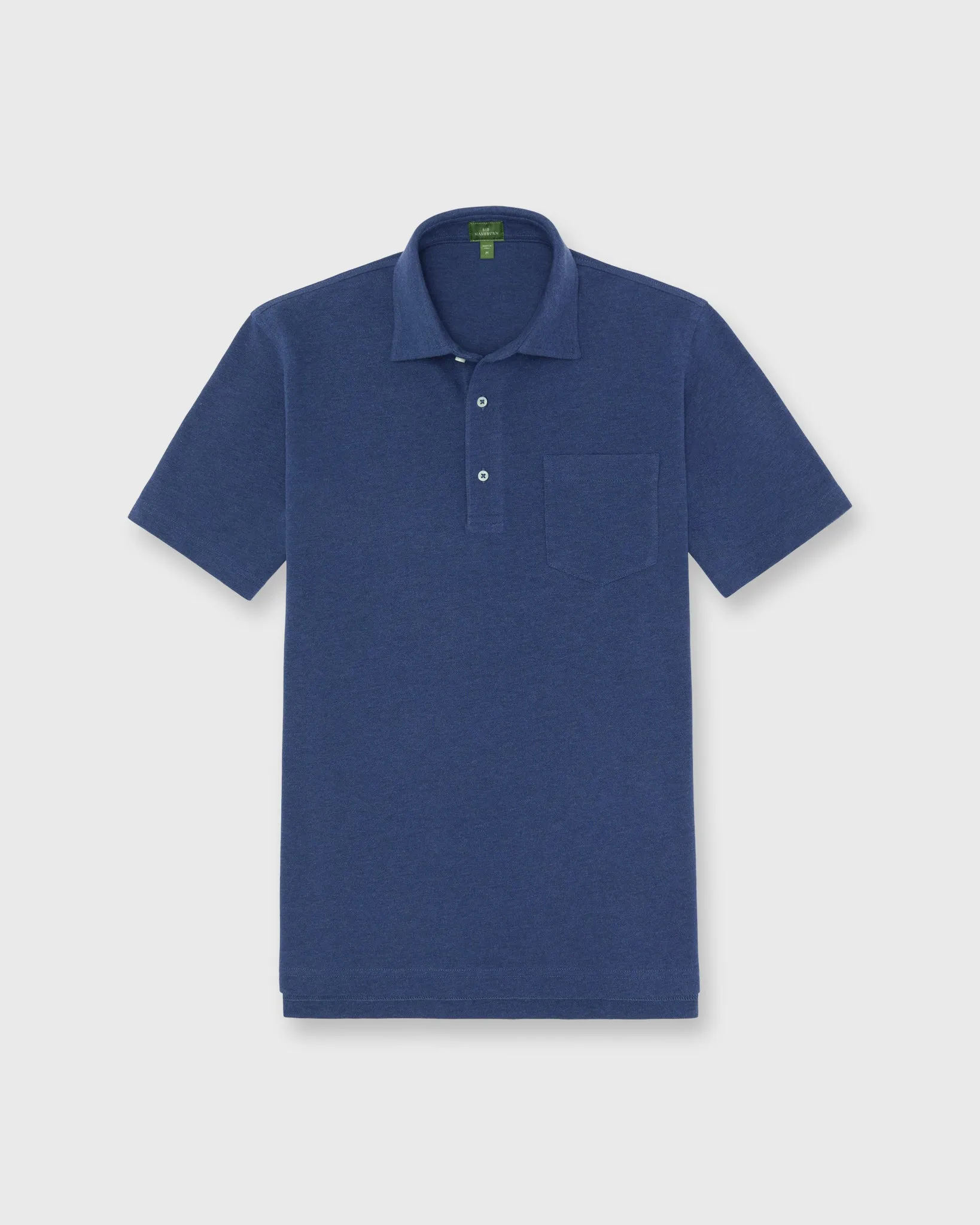 Short-Sleeved Polo in Heather Ink Pima Pique sold by Mashburn