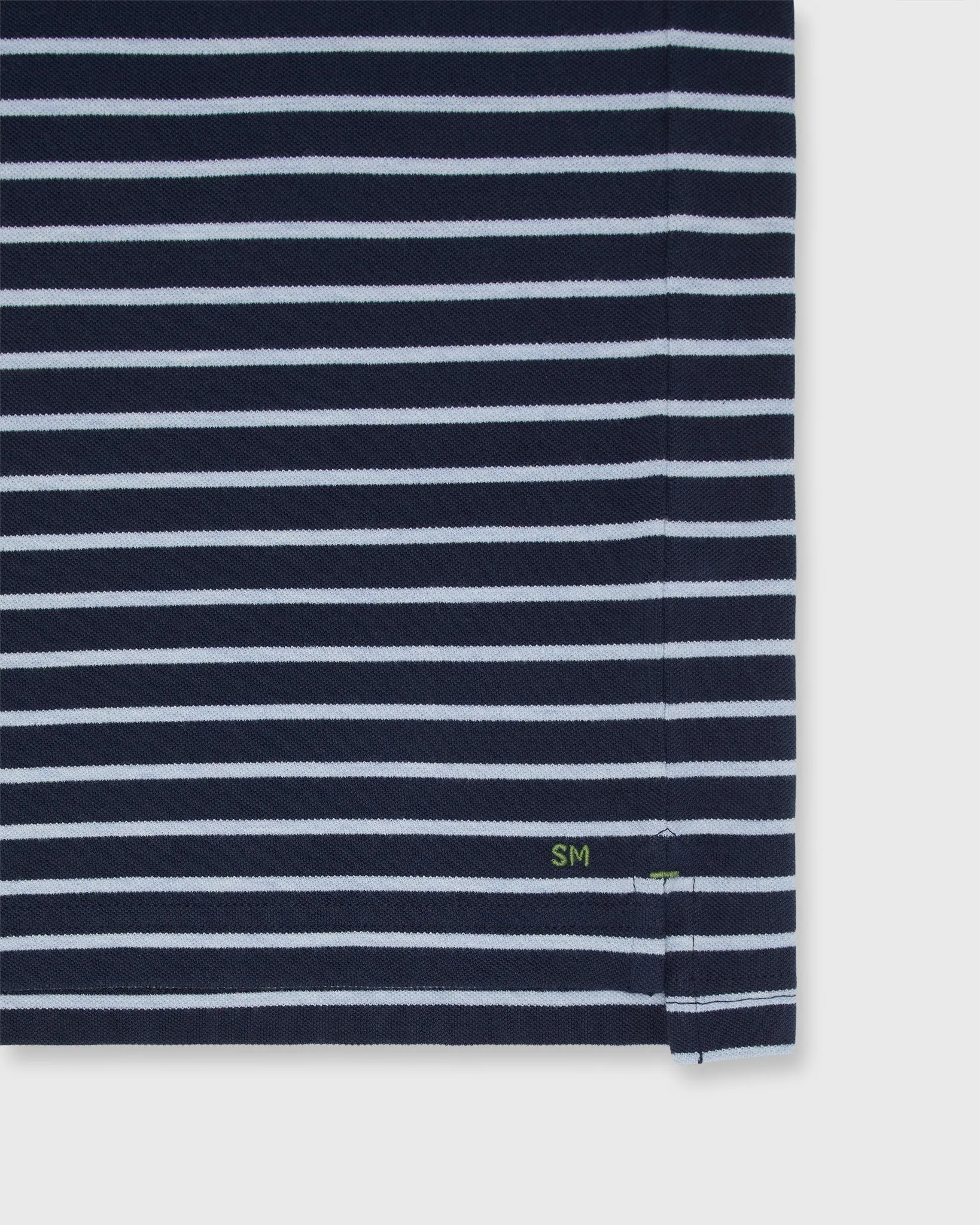 Court Polo in Navy/Heather Pale Blue Stripe Pima Pique sold by Mashburn product image thumbnail 3