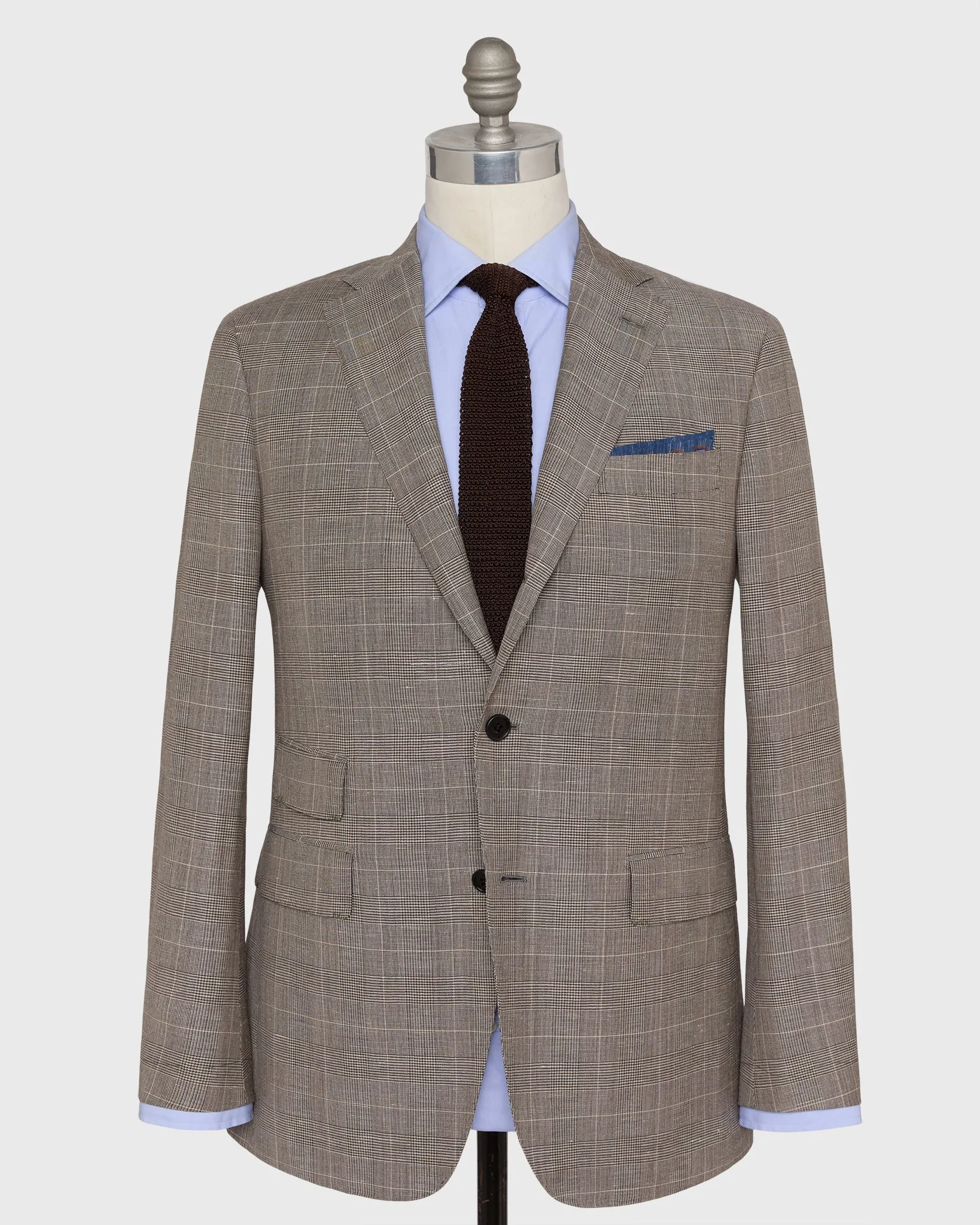 Virgil No. 3 Suit in Mocha/Bone Glenplaid Plainweave sold by Mashburn