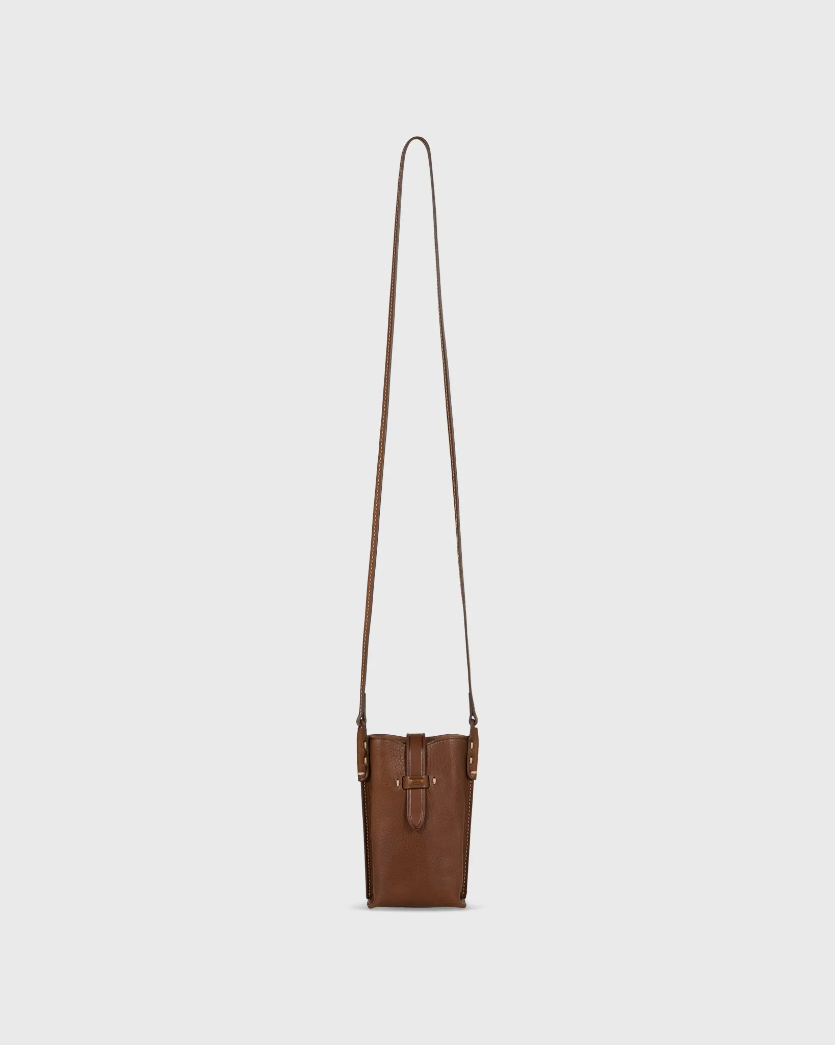 Minnie Cell Phone Bag in Brown Leather sold by Mashburn