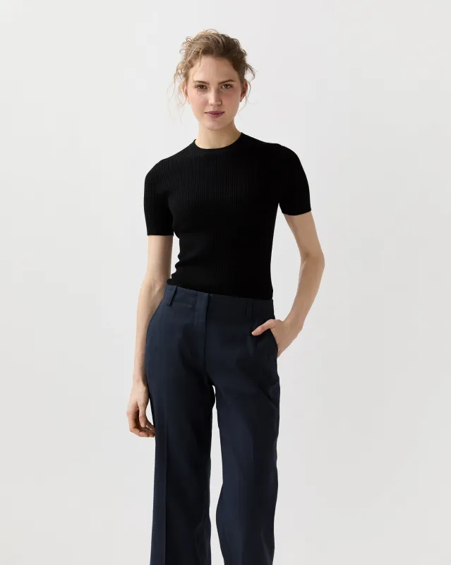 Nia Tee in Black Cotton made by Mashburn