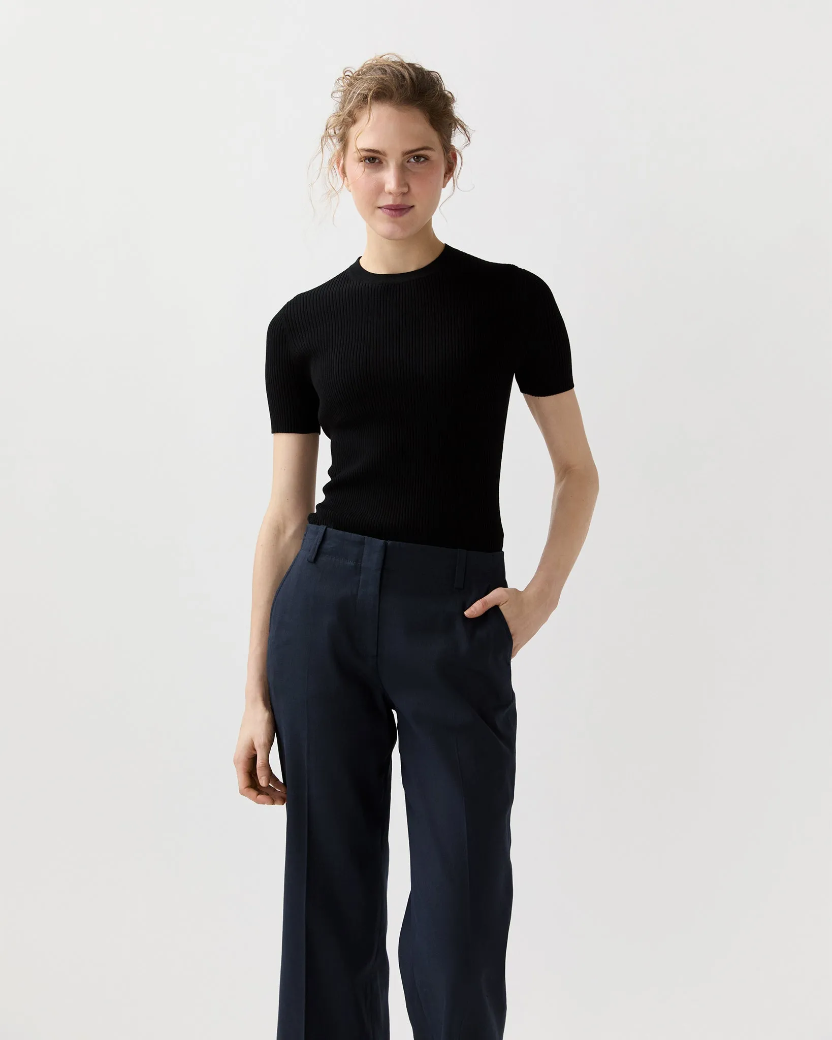 Nia Tee in Black Cotton sold by Mashburn