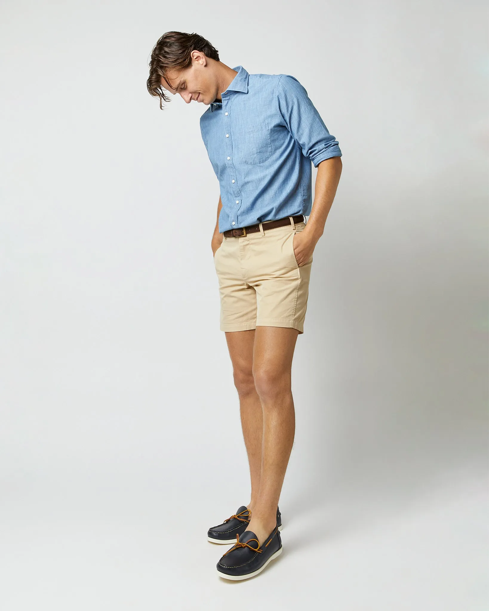 Garment-Dyed Short in Khaki AP Twill sold by Mashburn product image thumbnail 5