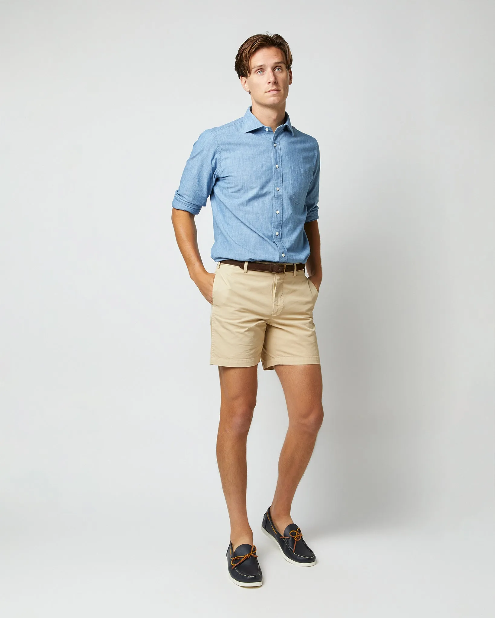 Garment-Dyed Short in Khaki AP Twill sold by Mashburn product image thumbnail 4