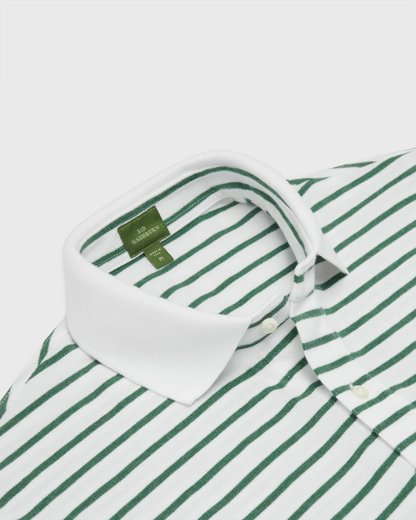 Court Polo in White/Heather Green Stripe Pima Pique sold by Mashburn product image thumbnail 2