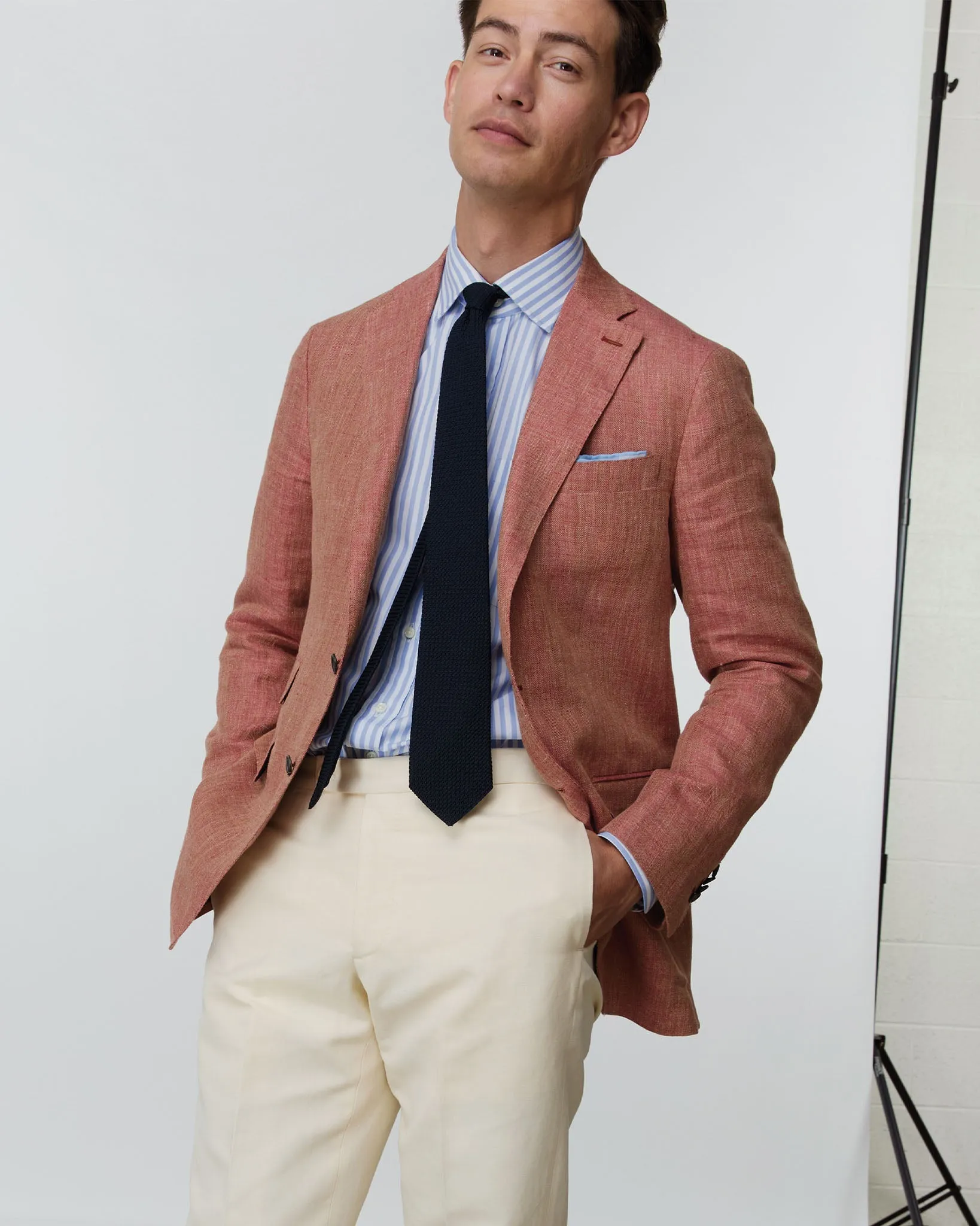 Kincaid No. 3 Jacket in Persimmon/Wheat Herringbone Linen sold by Mashburn product image thumbnail 2