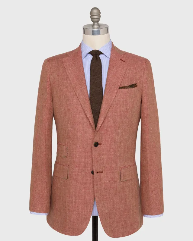 Kincaid No. 3 Jacket in Persimmon/Wheat Herringbone Linen sold by Mashburn
