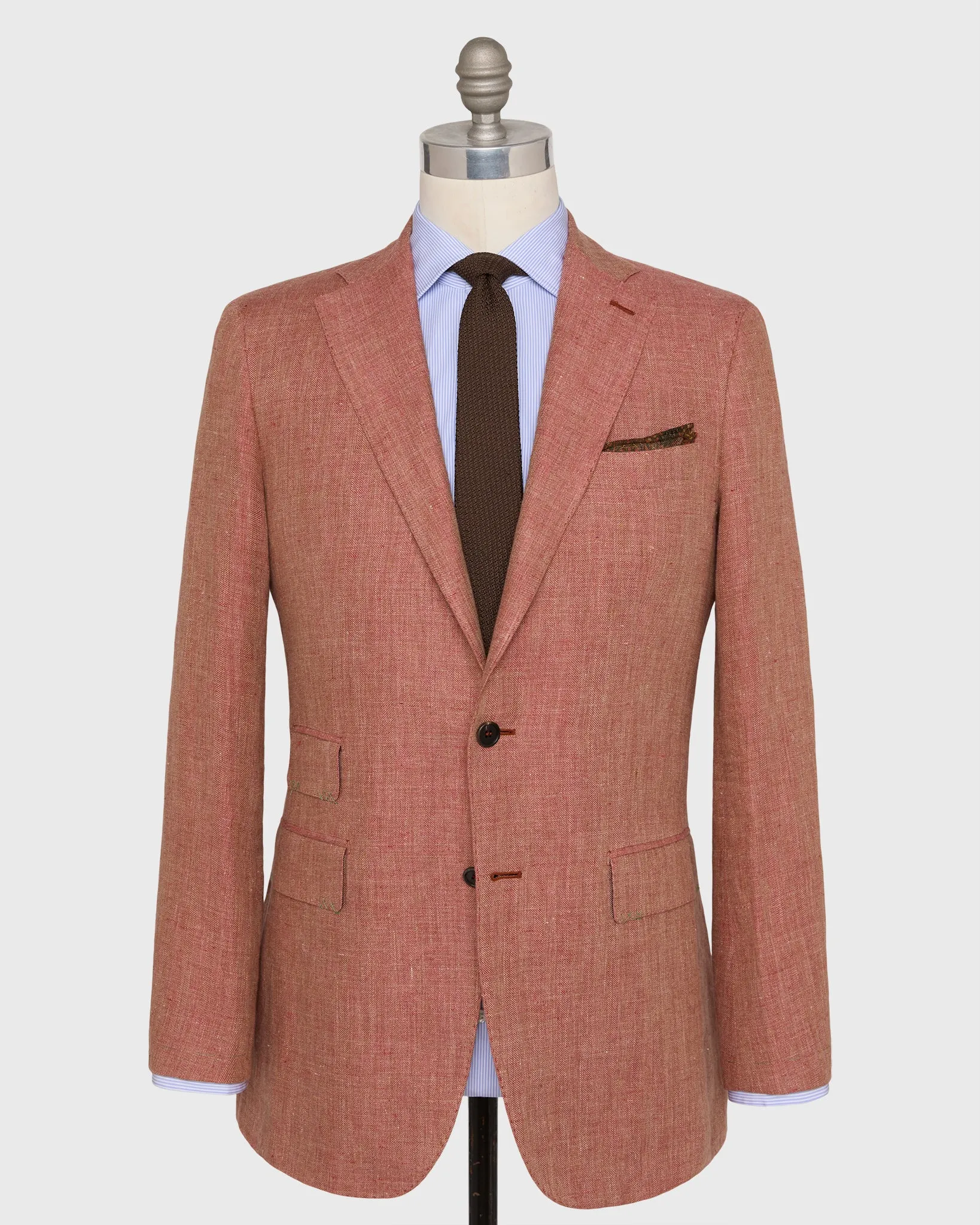 Kincaid No. 3 Jacket in Persimmon/Wheat Herringbone Linen sold by Mashburn