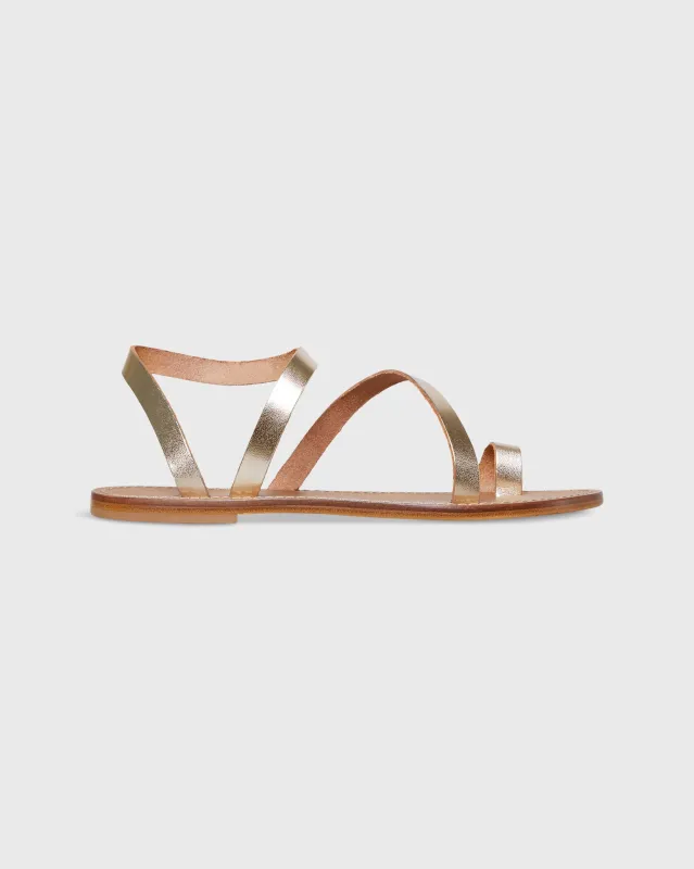 Diagonal Strap Sandal in Platino Leather made by Mashburn